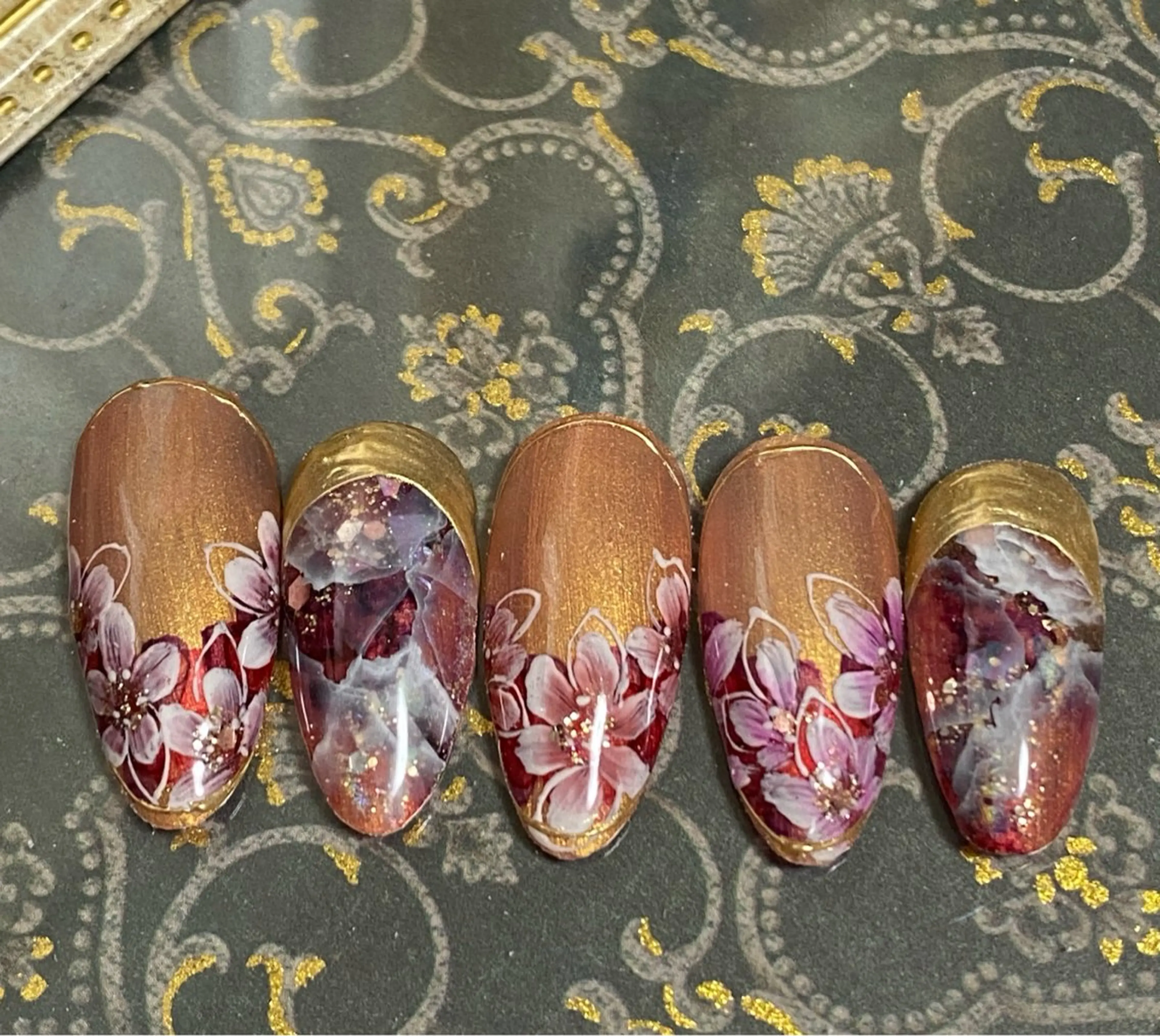 ネイル フラワーネイル 自宅ネイルサロン ♦️nuance♦️のネイルデザイン