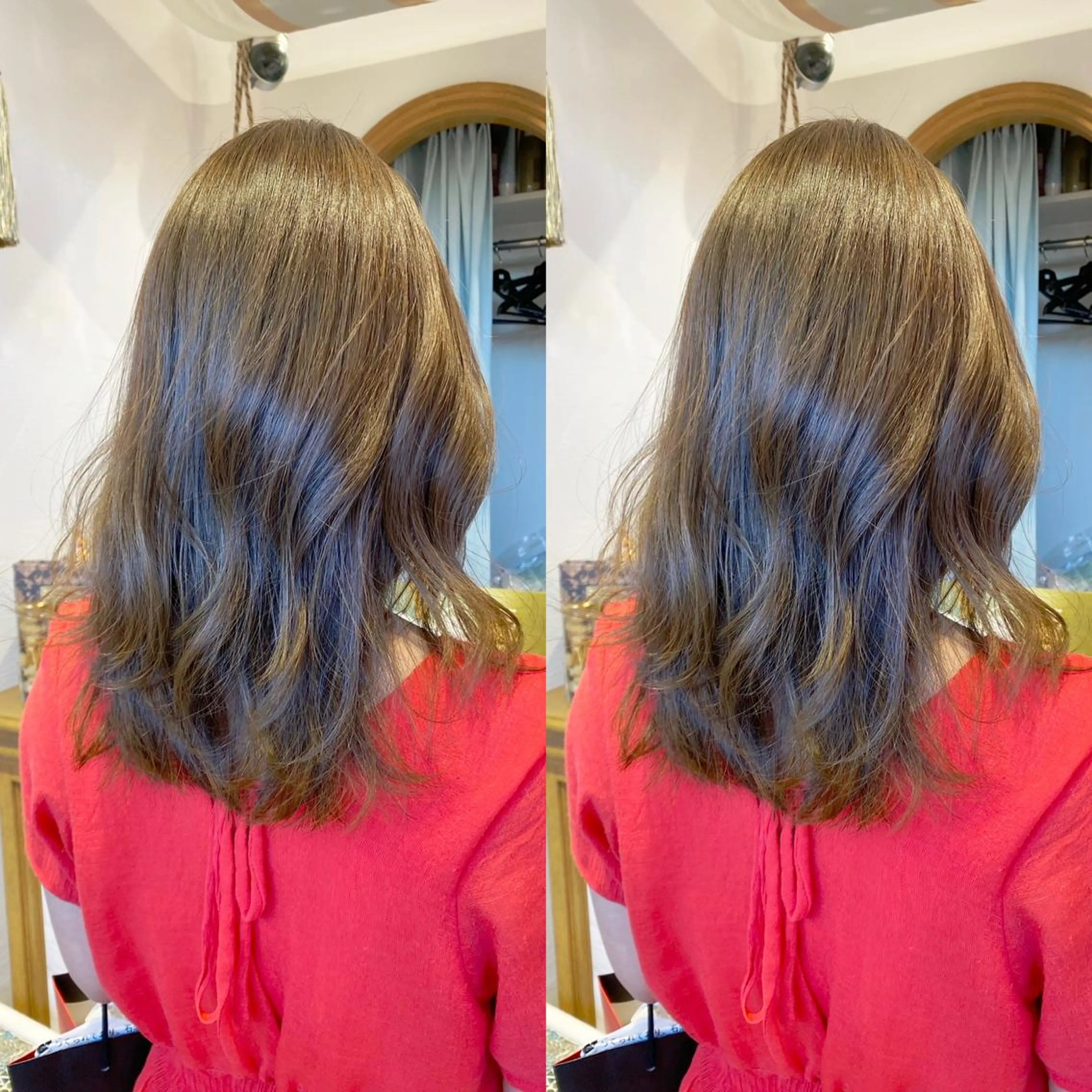 ミディアム カット ヘアカラー トリートメント レイヤーカット /透明感カラー西田のヘアスタイル