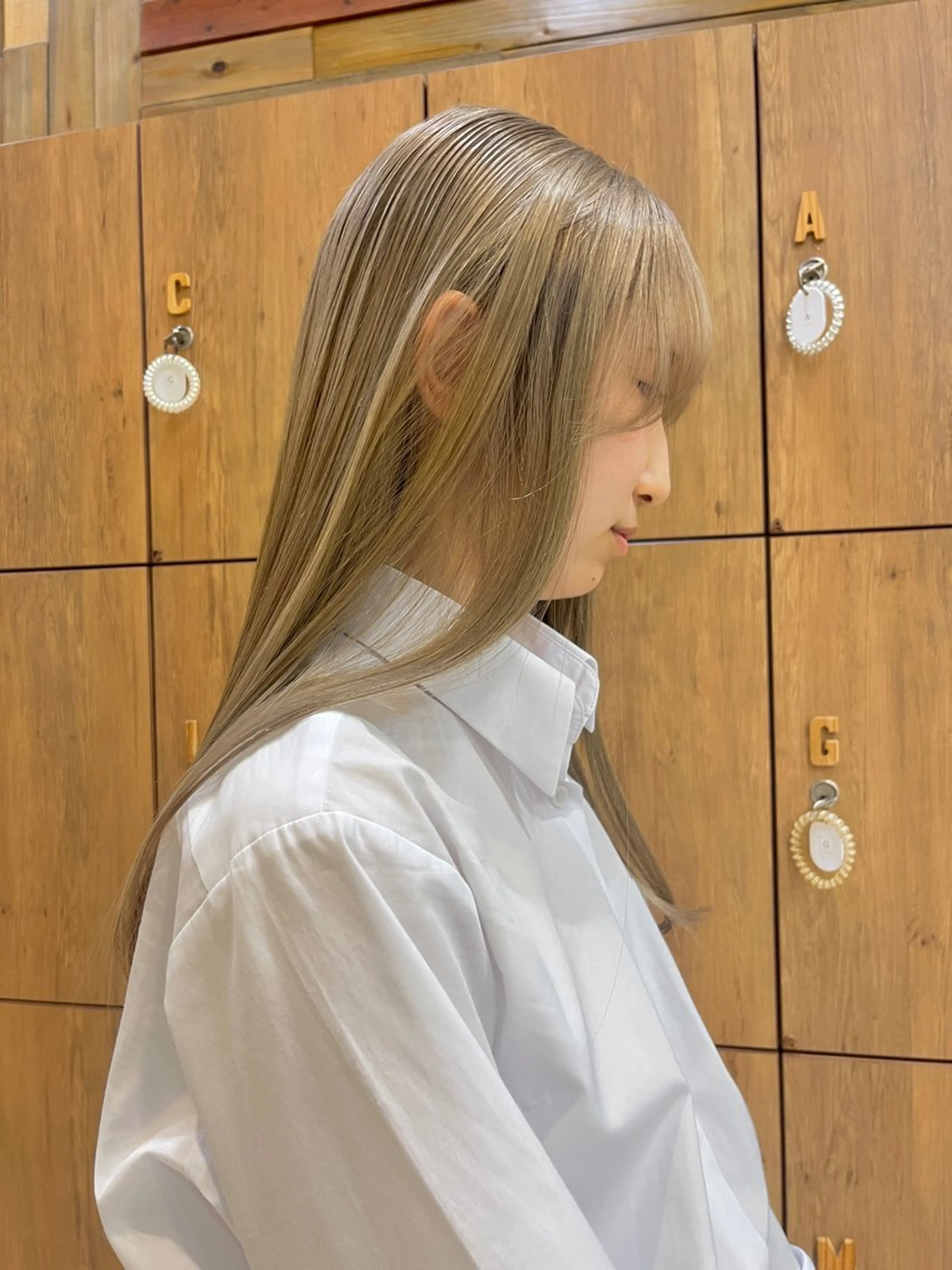 カラー ヘアカラー 黒田瀬奈/ボブ まろやかベージュのヘアスタイル