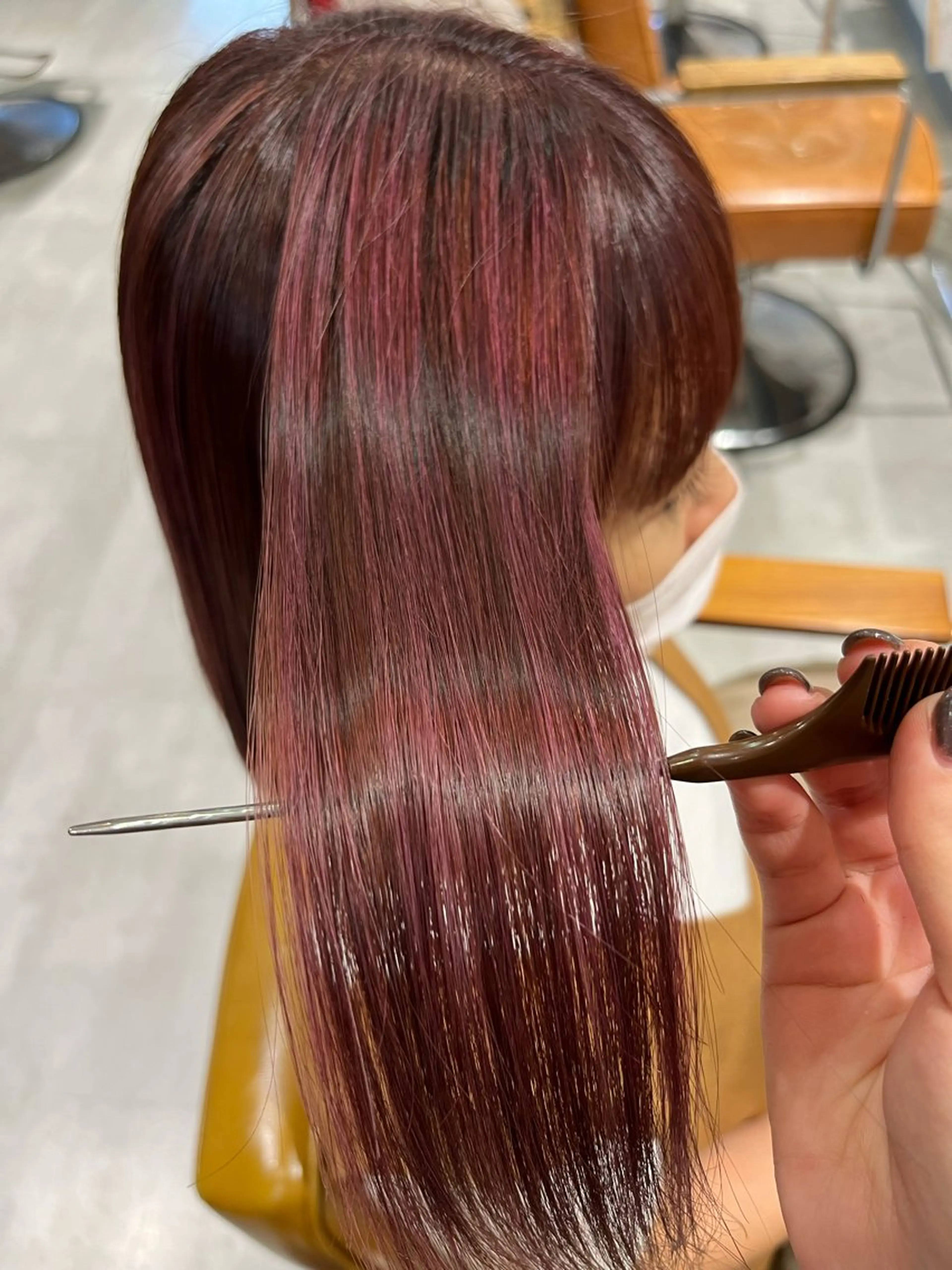 ミディアム ハイライト 髪質改善 縮毛矯正 トリートメント 髪質改善アンジュール かのんのヘアスタイル