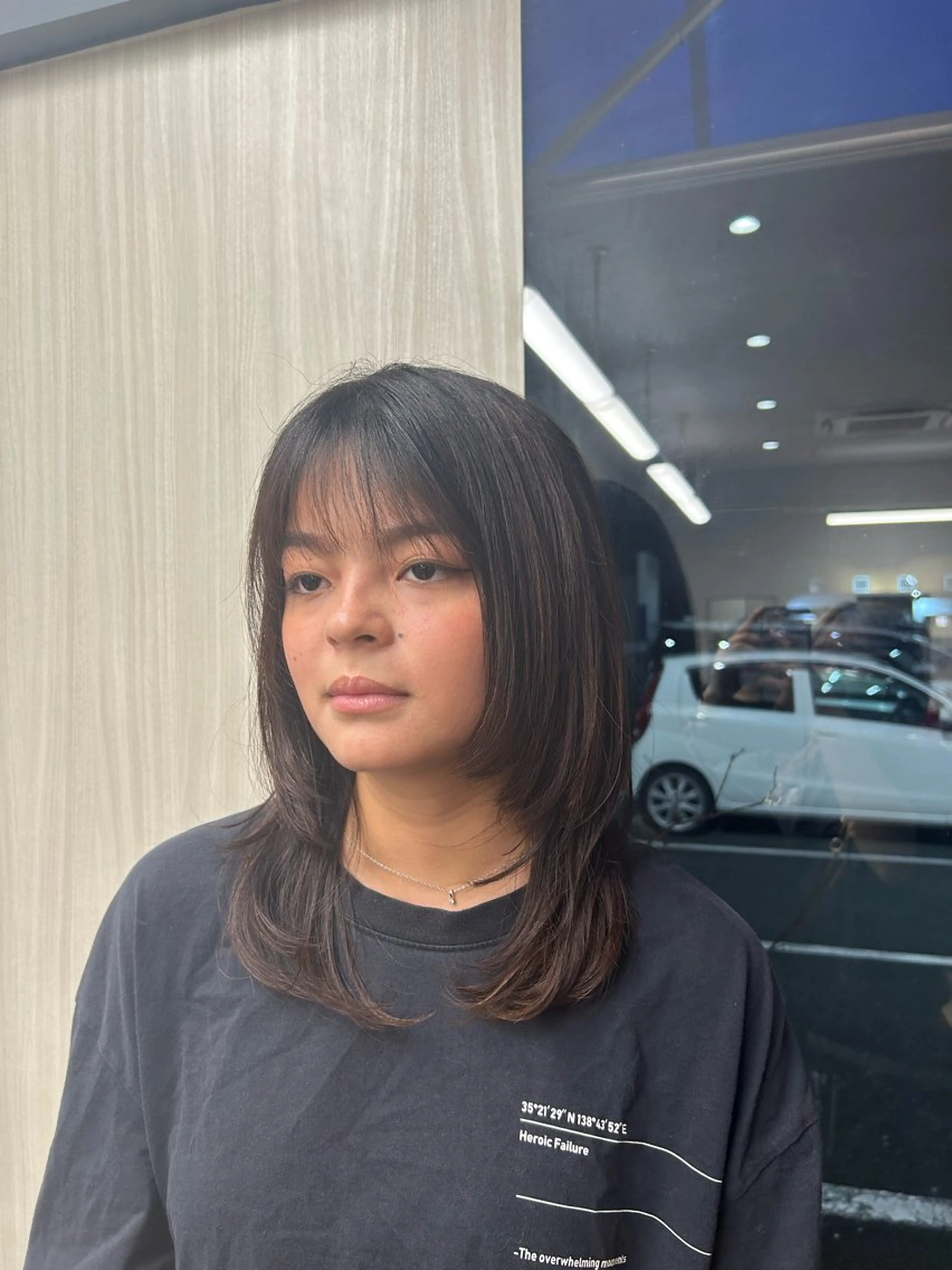 ミディアム くびれヘア レイヤーカット カット ヘッドスパ ちほ/顔周りレイヤー /ベージュカラーのヘアスタイル