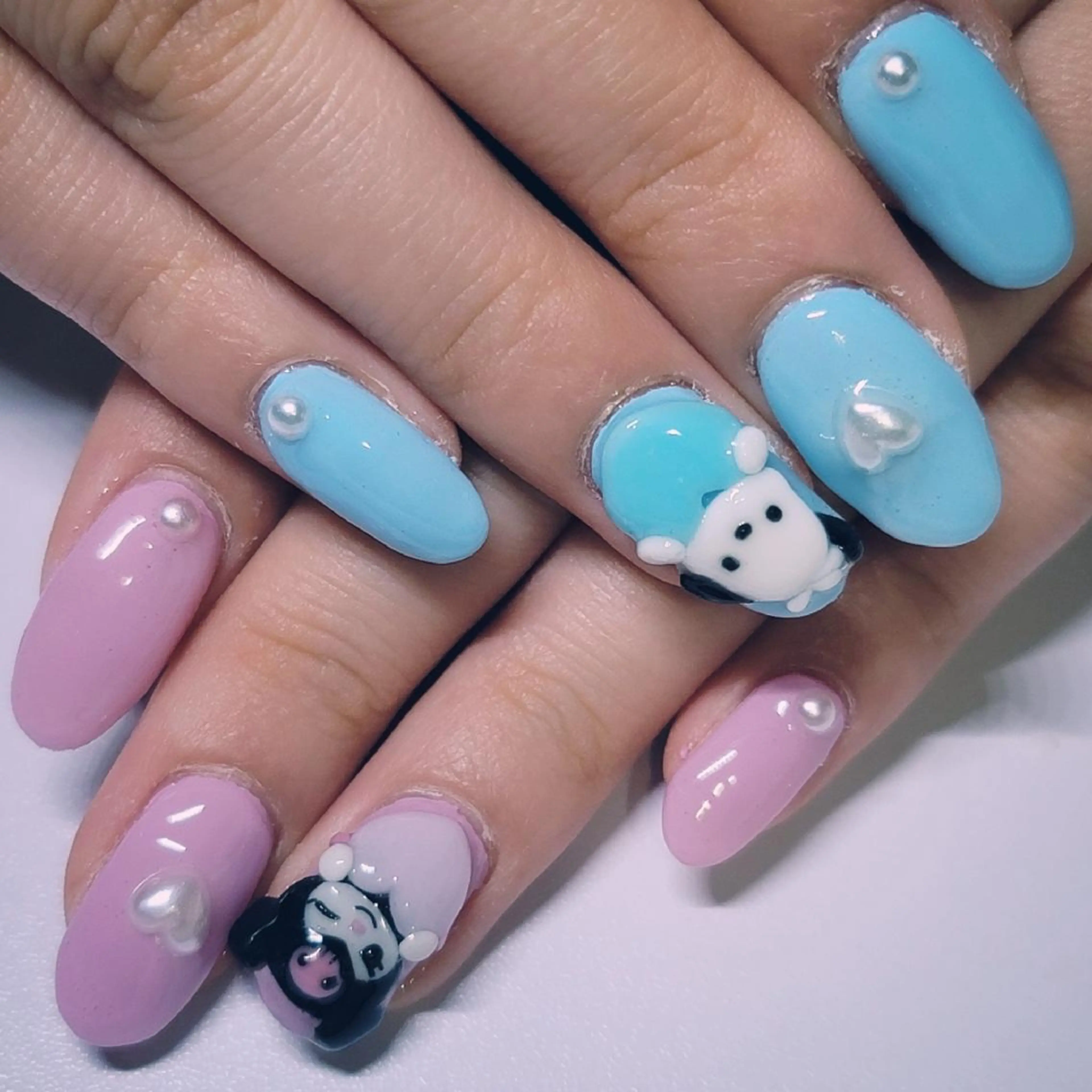 ネイル アートネイル ブルー パステルネイル ピンク ハンドネイル よしだ ひろきのネイルデザイン