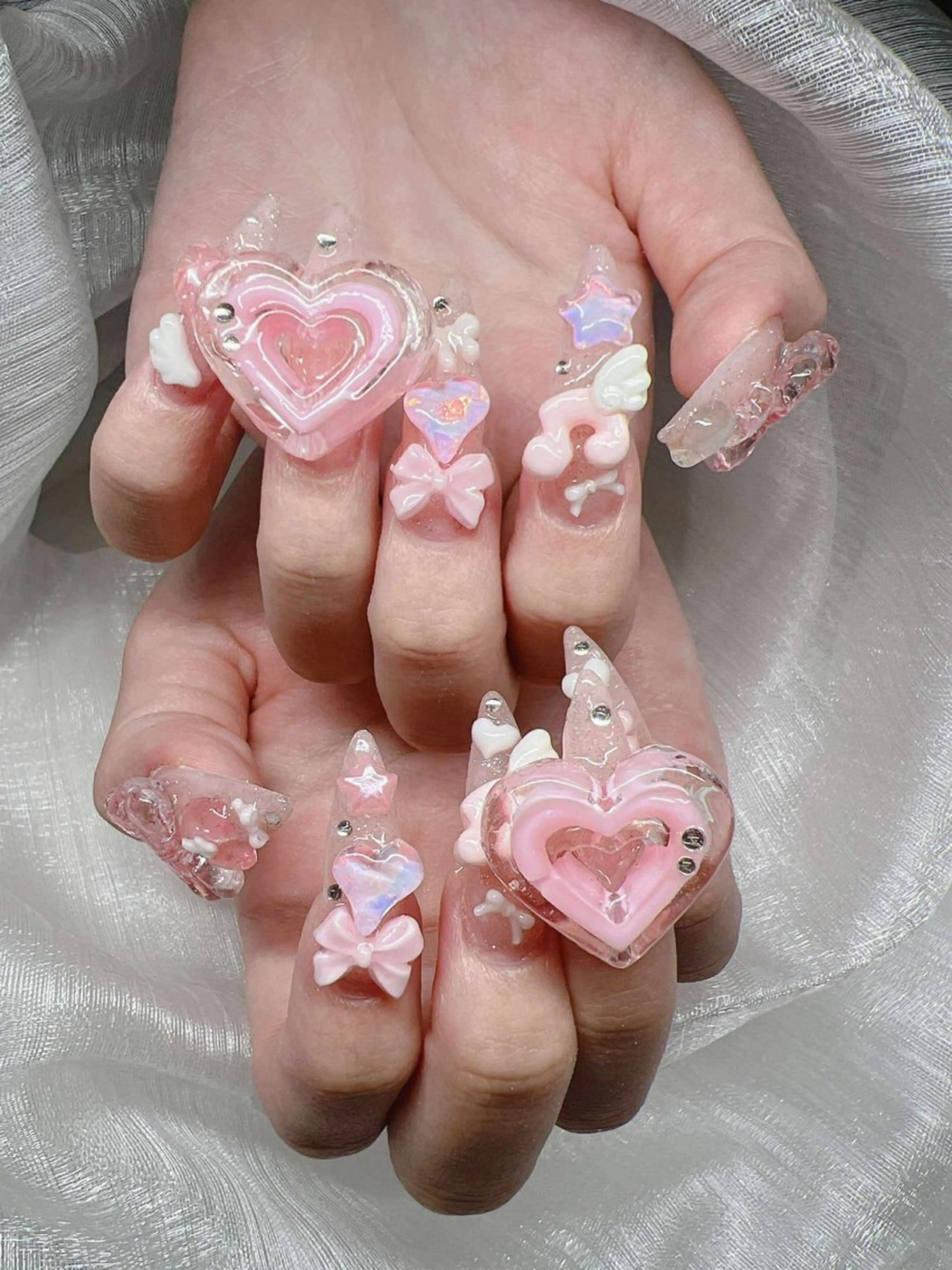 ネイル 長さ出し グラデーション 卒業式 キラキラネイル マグネットネイル ハンドネイル Lee Nailsのネイルデザイン