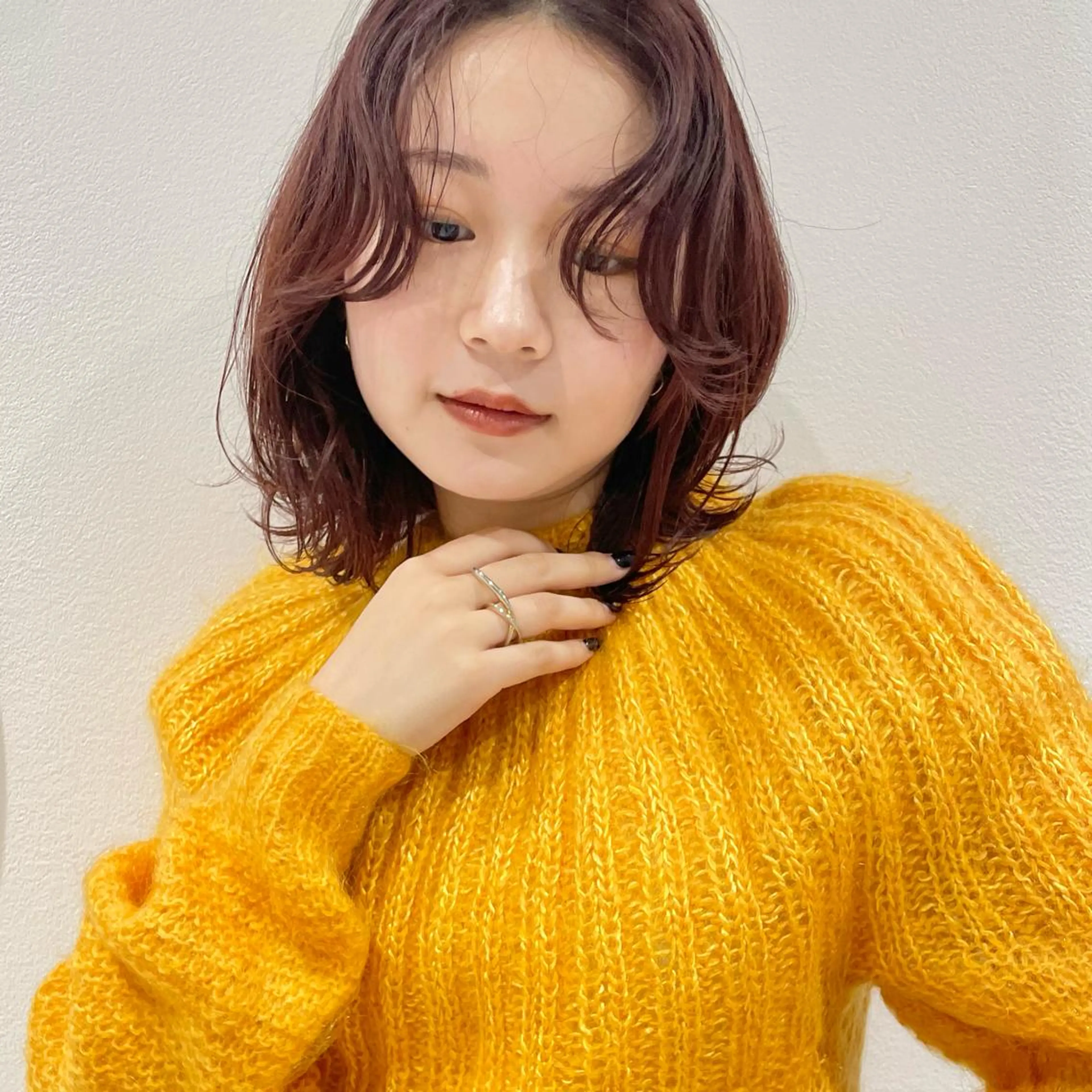 ミディアム カラー カット ヘアカラー トリートメント 🍊暖色×顔周り 🍊cocoroのヘアスタイル