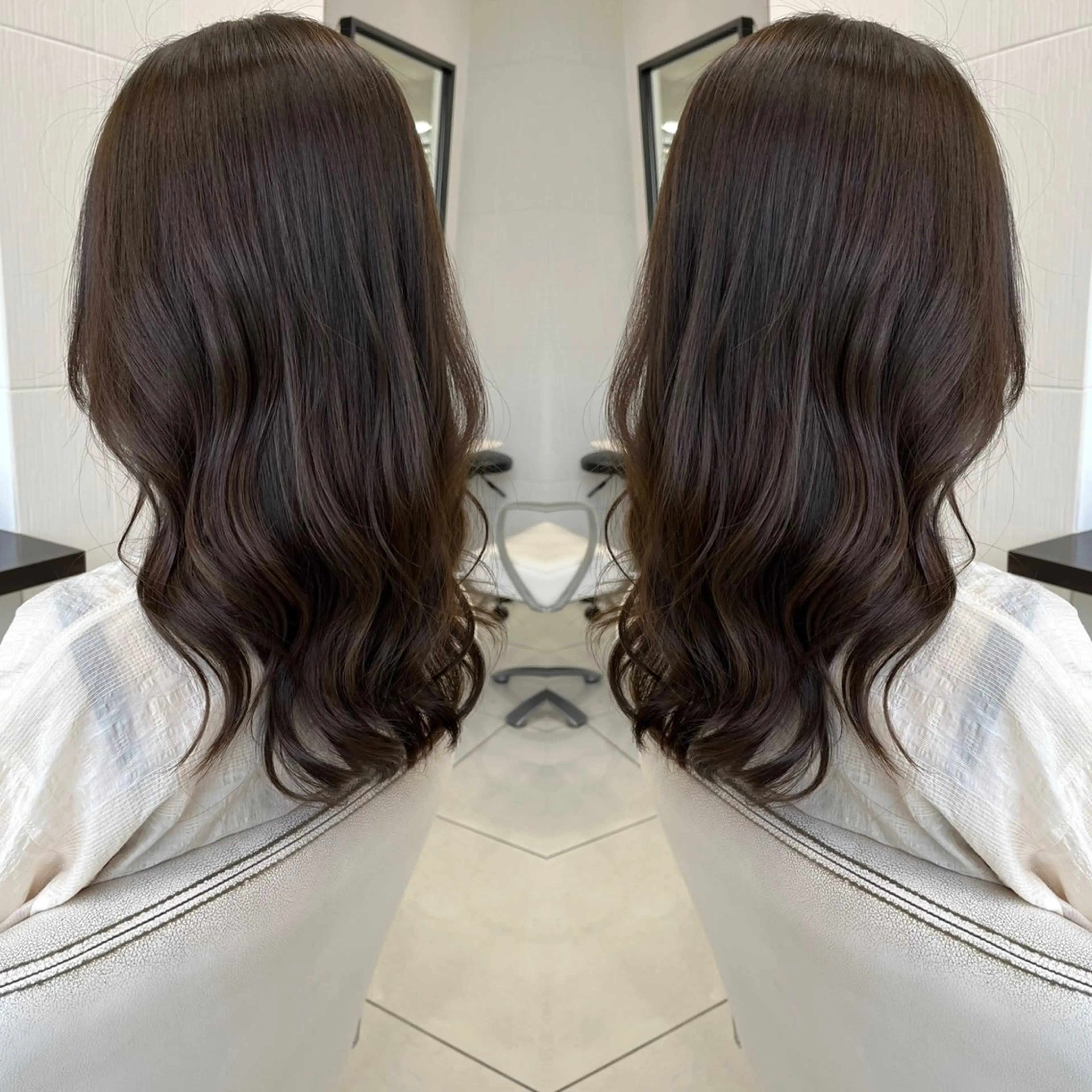 セミロング カラー ブリーチ 透明感カラー ブリーチなしカラー カット ヘアカラー トリートメント ハタケヤマヨシキ ／BOOTHのヘアスタイル