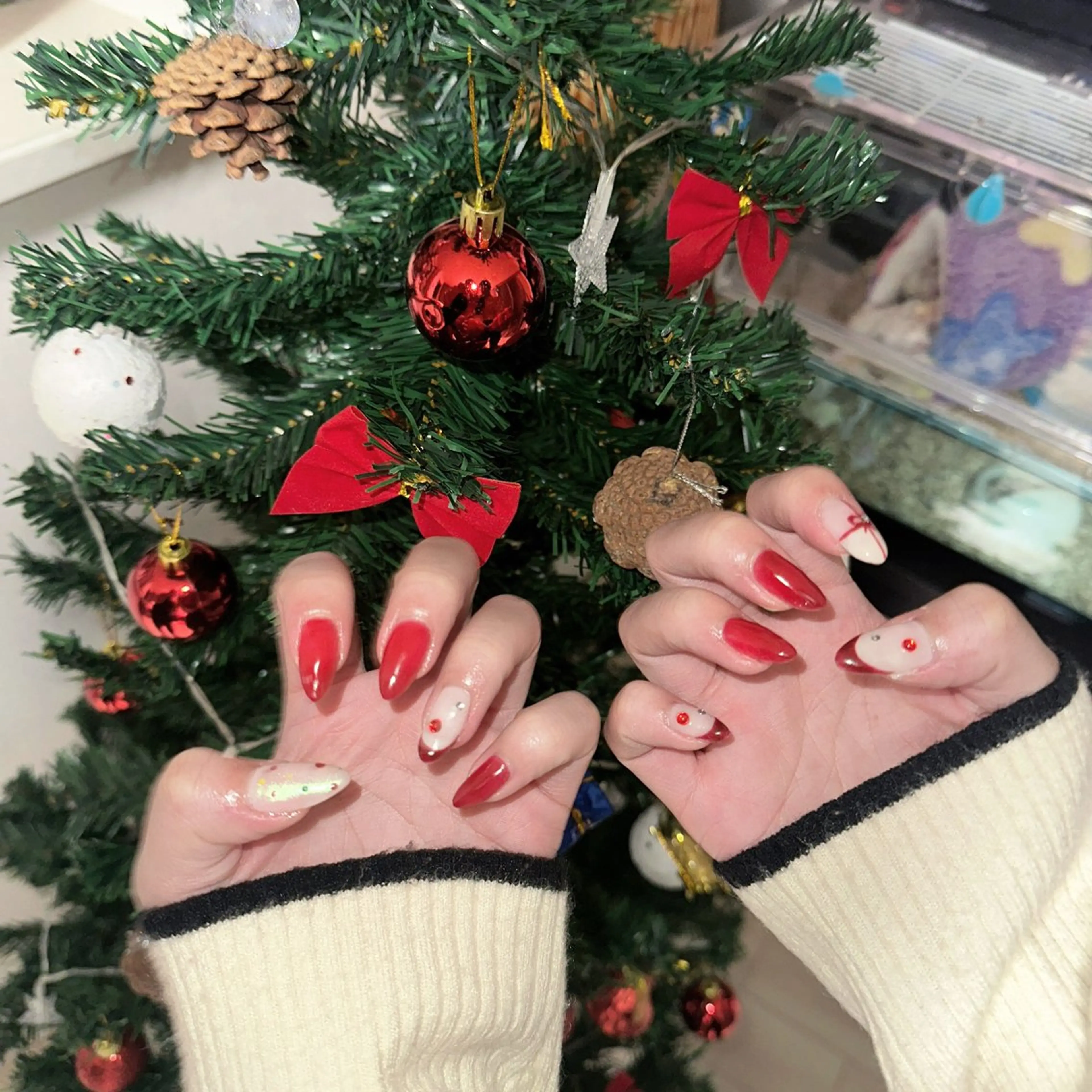 ネイル アートネイル 冬ネイル クリスマス ハンドネイル tee nailのネイルデザイン