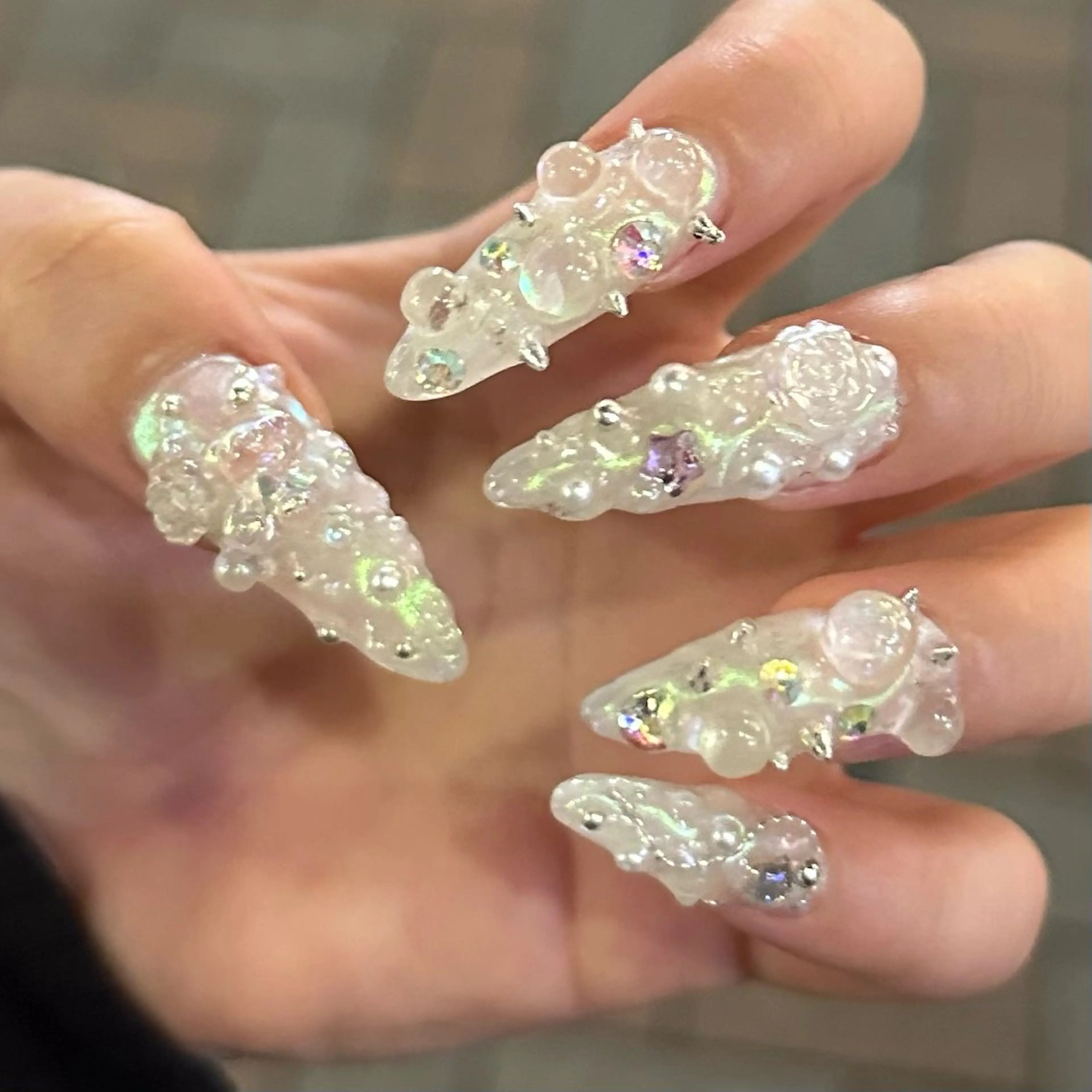 ネイル オーロラネイル 氷ネイル・うるうるネイル ハンドネイル フットネイル YukaRyu /個性派デザインのネイルデザイン