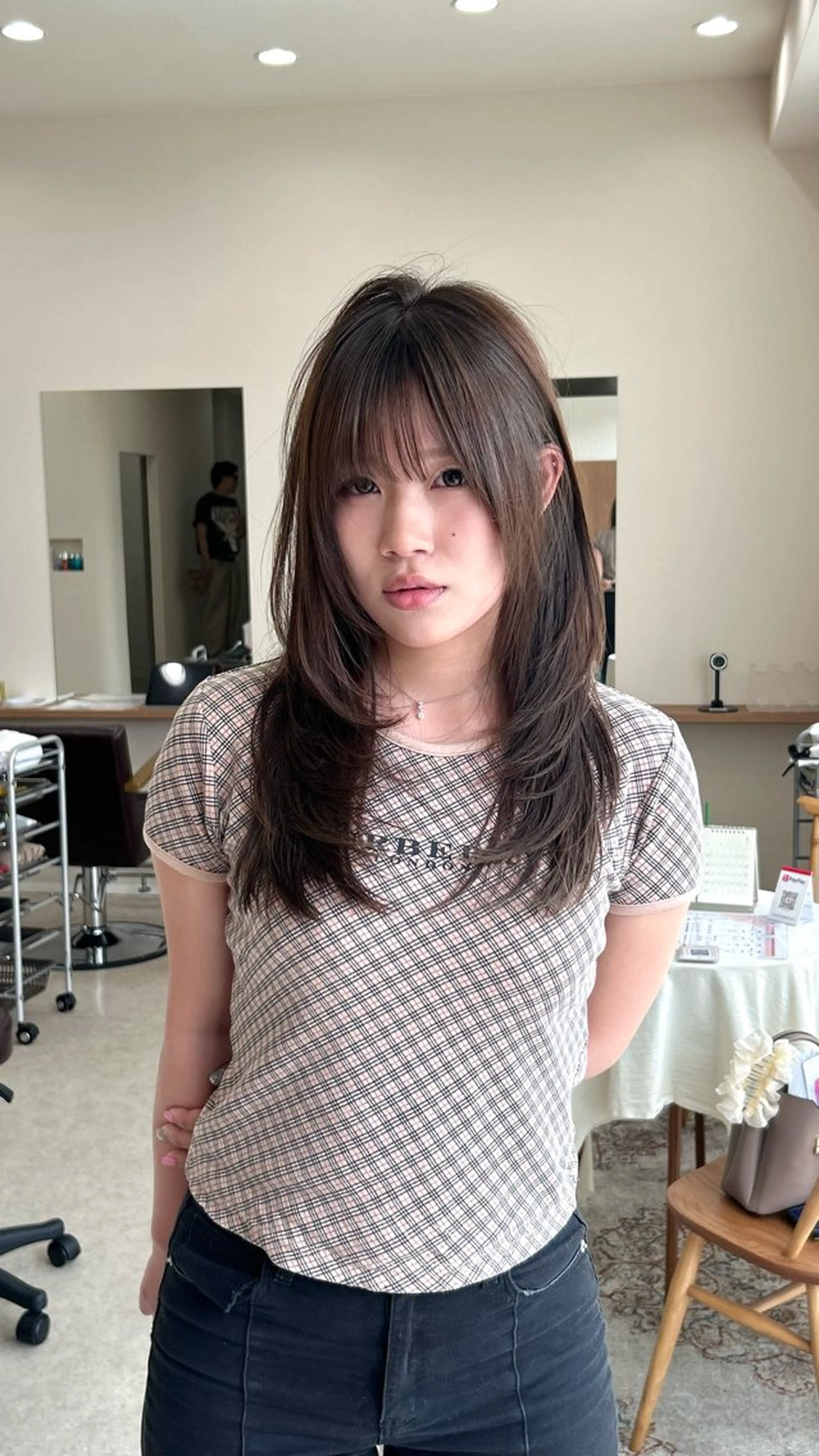 ロング カラー 透明感カラー グレージュ レイヤーカット カット ヘアカラー トリートメント 金子 雄威/店長のヘアスタイル