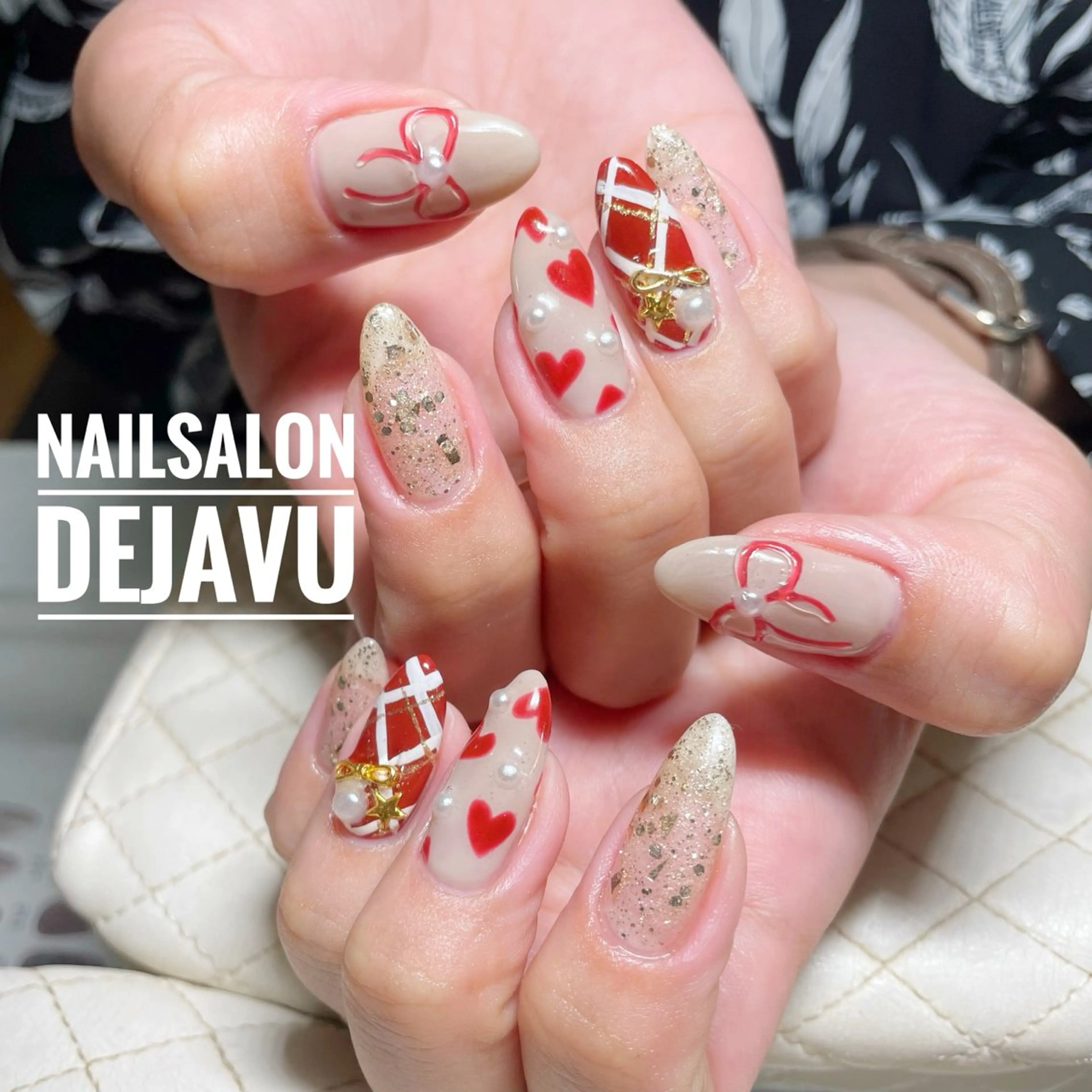 ネイル 持ち込み 冬ネイル クリスマス ハンドネイル Nailsalon Dejavuのネイルデザイン