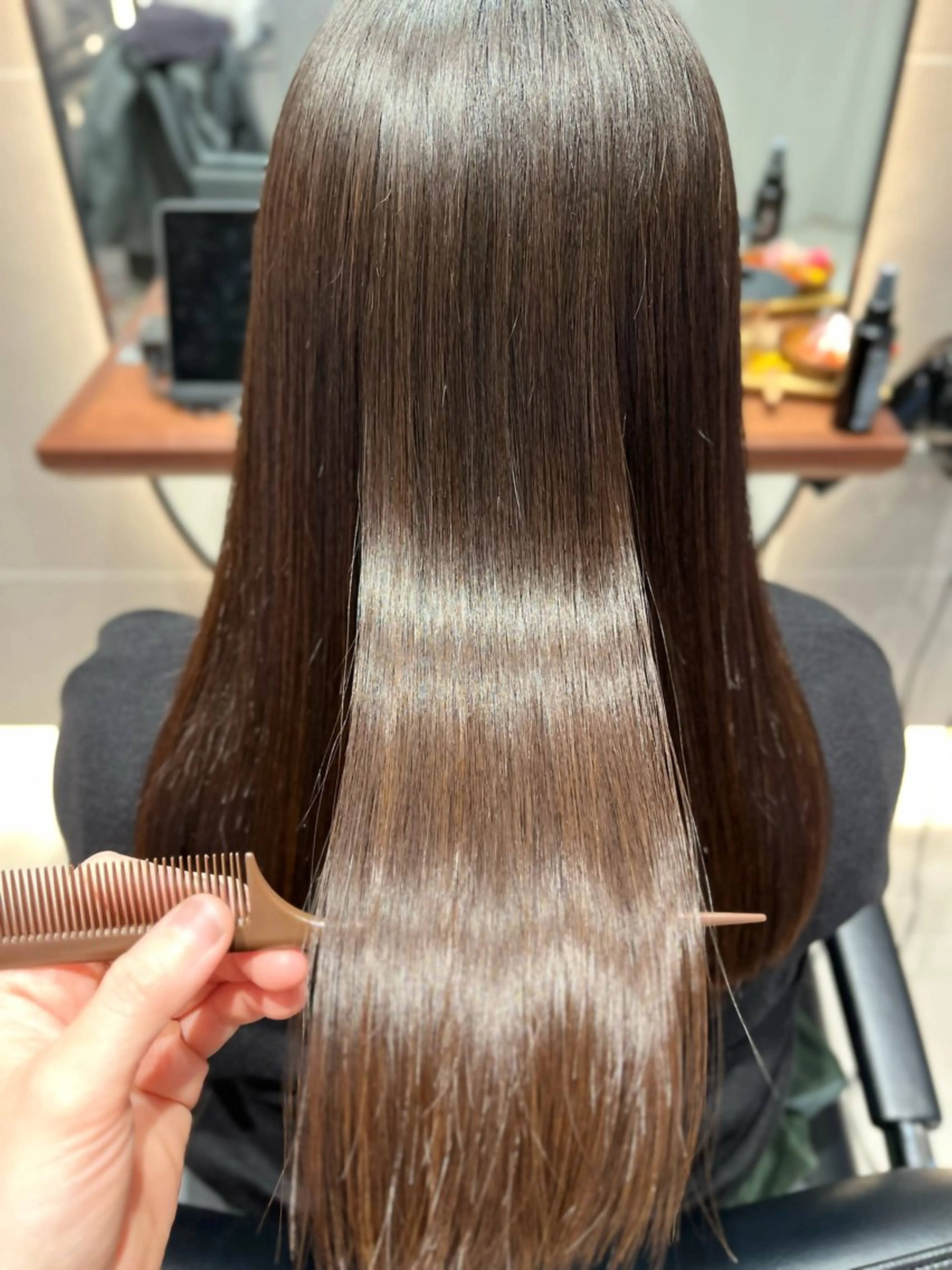 セミロング 髪質改善 トリートメント トリートメント 海老名パーマモデル くによしのヘアスタイル