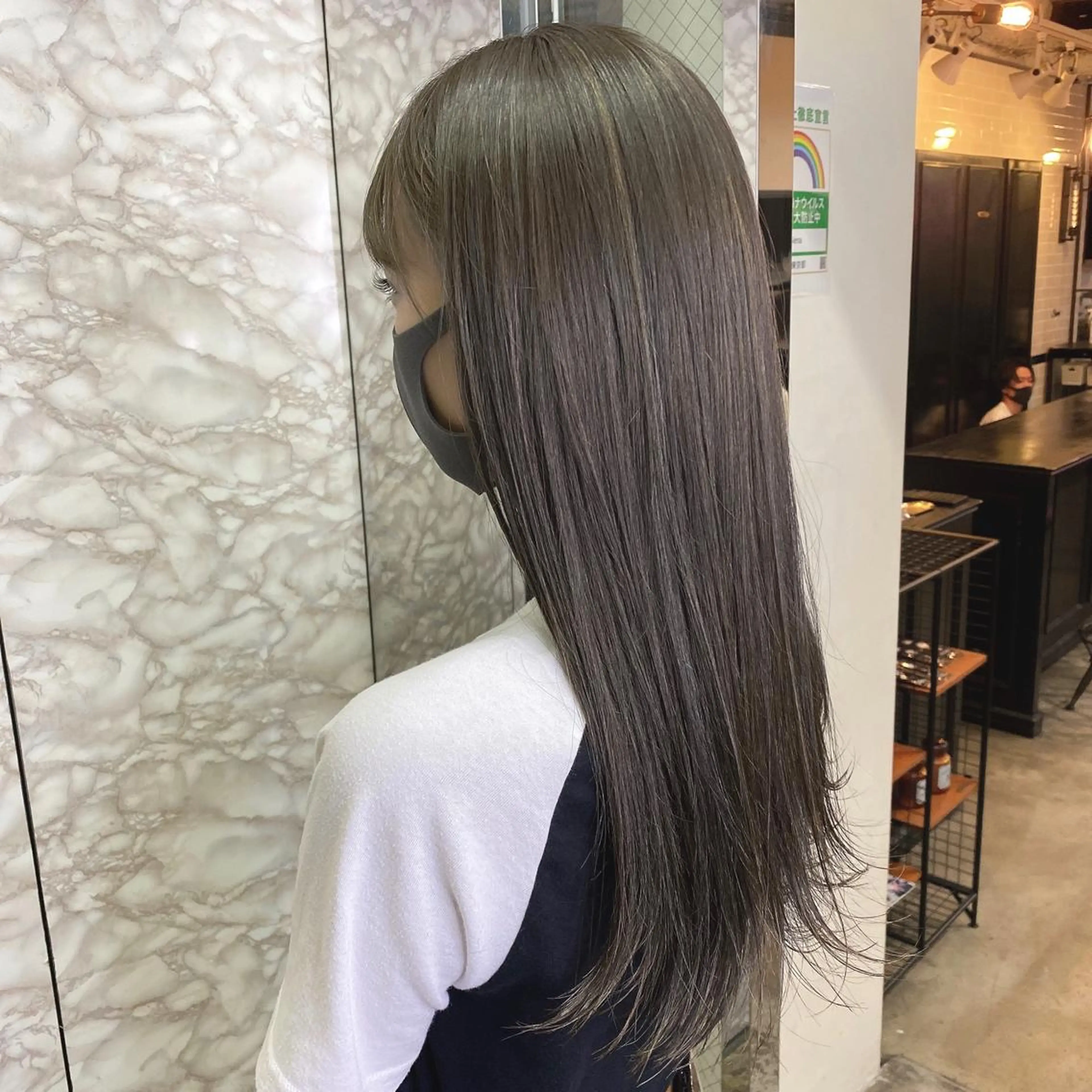 ロング カラー 透明感カラー グレージュ ハイライトカラー オリーブグレージュ オリーブグレー ✴︎赤み除去カラー daichi✴︎のヘアスタイル