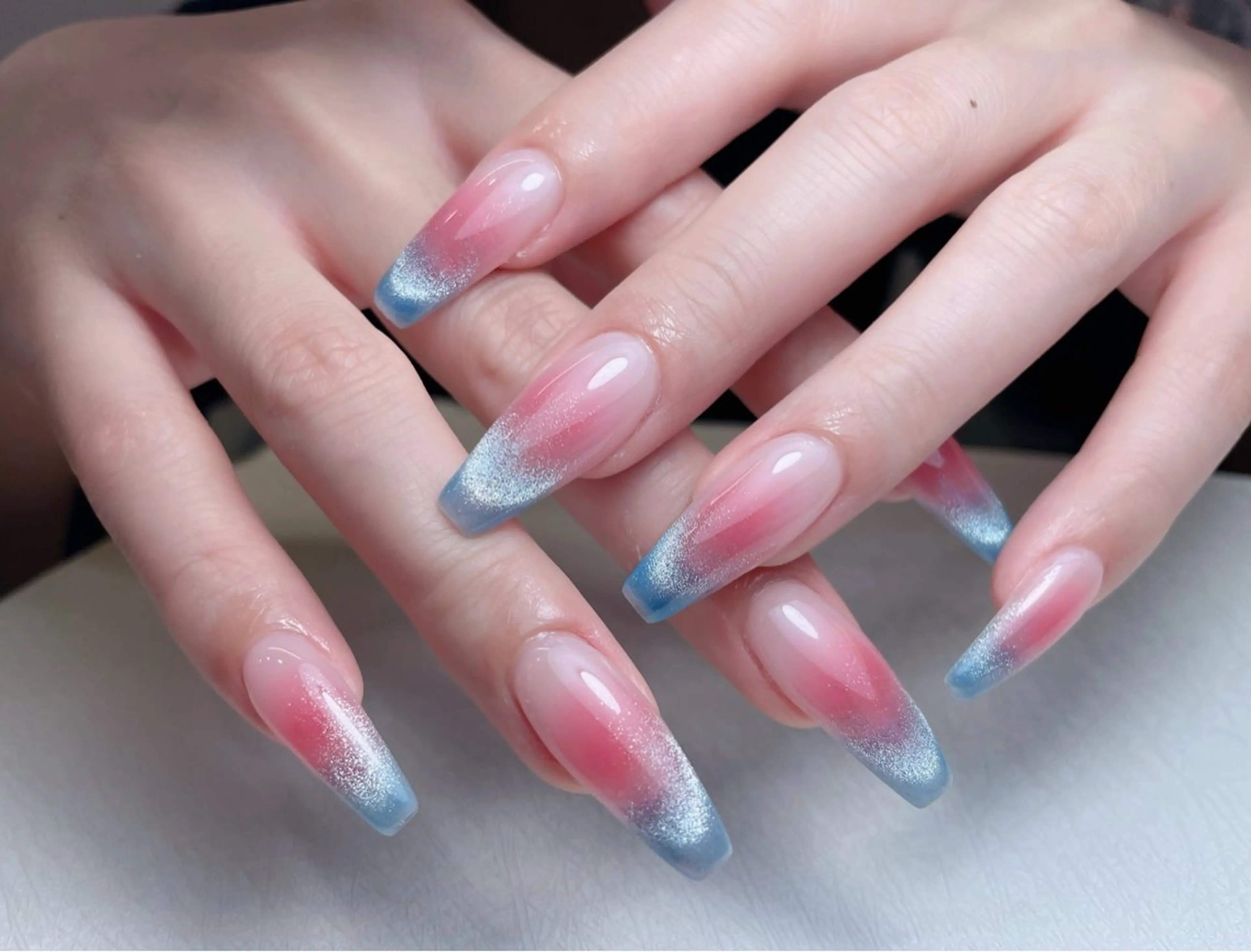 ネイル オーロラネイル 長さ出し フットネイル フレンチネイル 韓国ネイル 中野駅から2分 MEO NAILのネイルデザイン