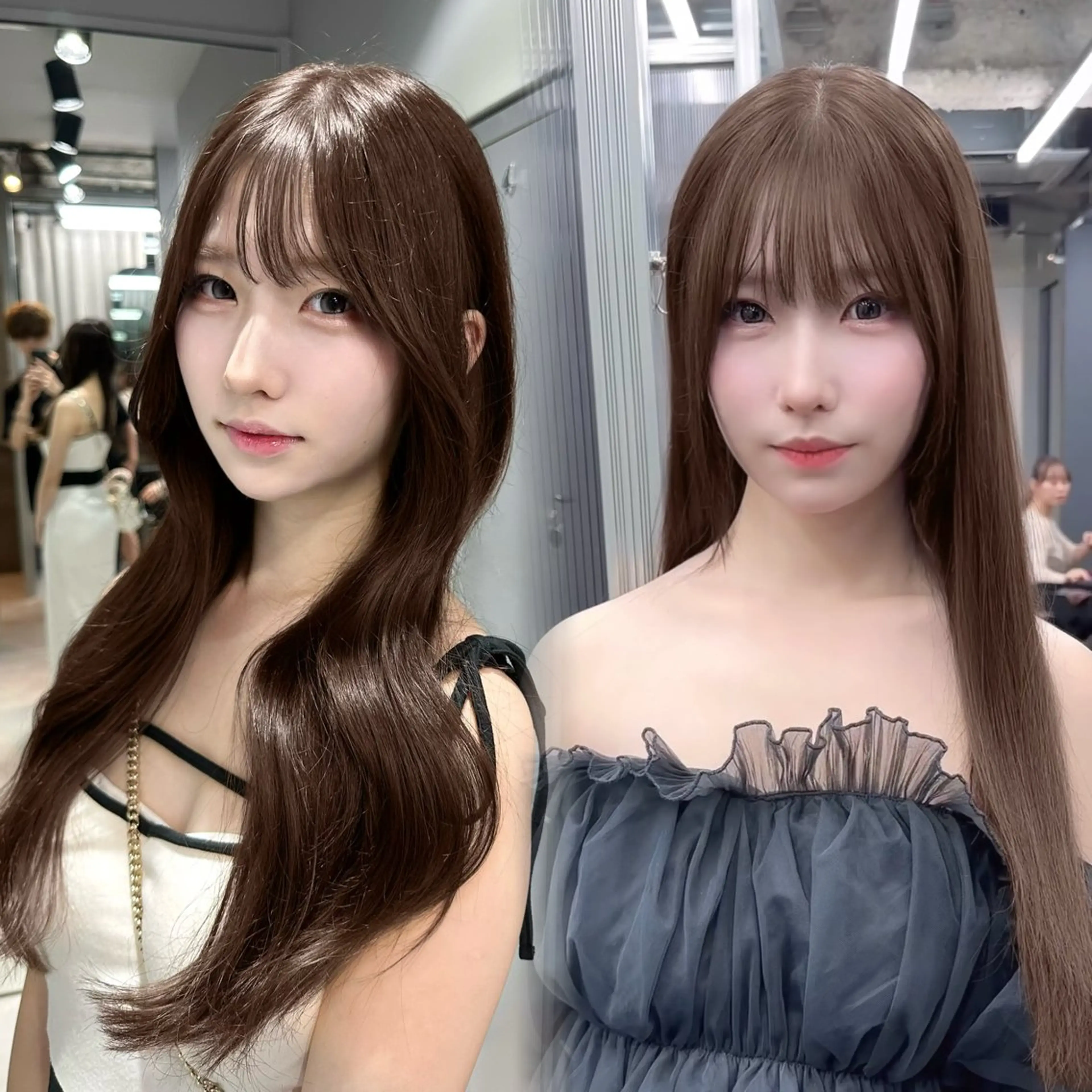 ロング カット 縮毛矯正 トリートメント 韓国/ワンホンヘア 髪質改善/MaCoのヘアスタイル