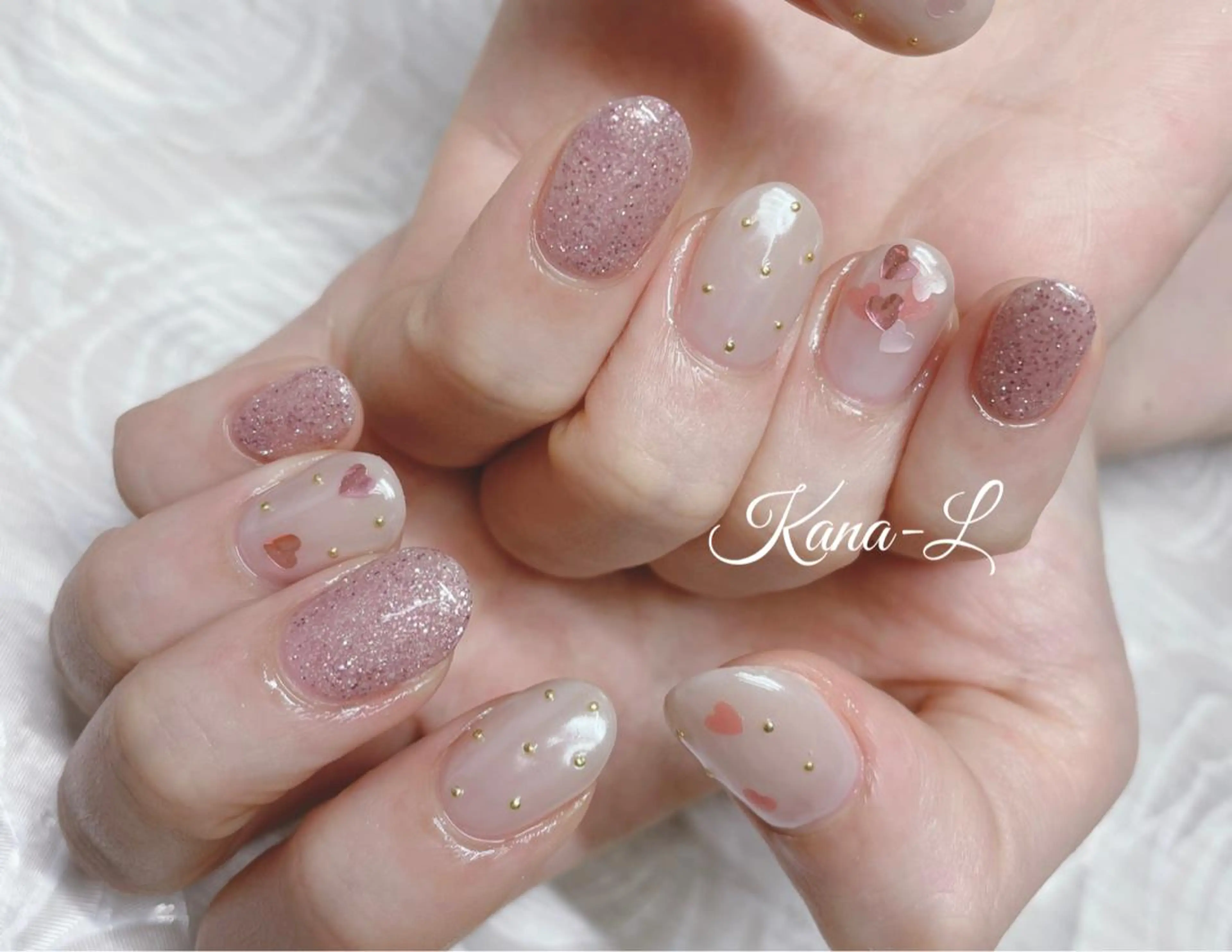 カラー ネイル ジェルネイル ハート キラキラネイル 韓国ネイル パラジェル 芦辺 香奈のネイルデザイン