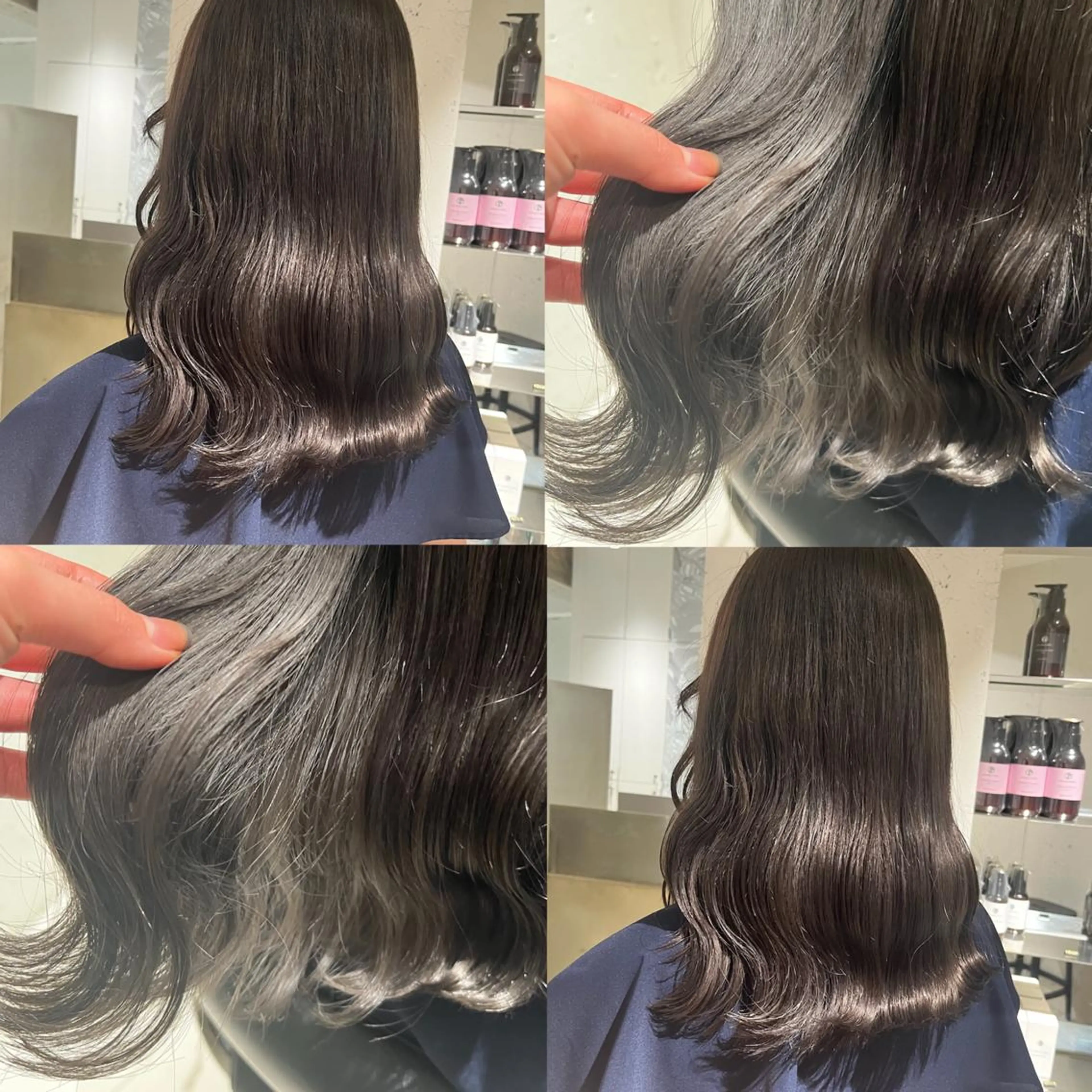 セミロング カラー 透明感カラー グレージュ ハイトーンカラー 外国人風カラー ヘアカラー トリートメント ヘッドスパ ヘアセット カジュアルを女っぽく 𝗮𝘆𝗮𝗰𝗼のヘアスタイル