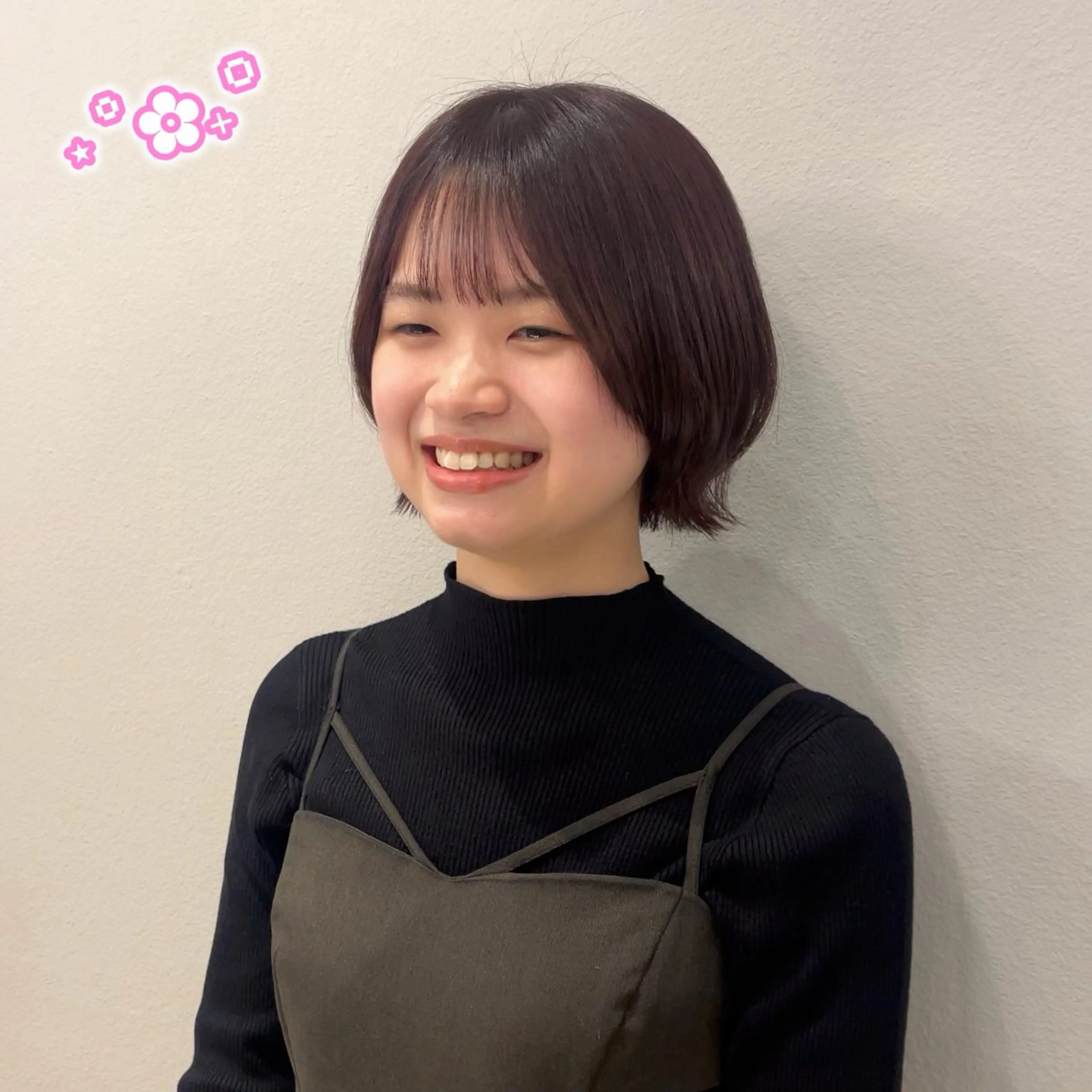 ミディアム カラー ボブレイヤー ブラウンカラー ラベンダーカラー ラベンダーブラウン ボブ 顔周り/ガーリー /ヘアメ/あつはのヘアスタイル