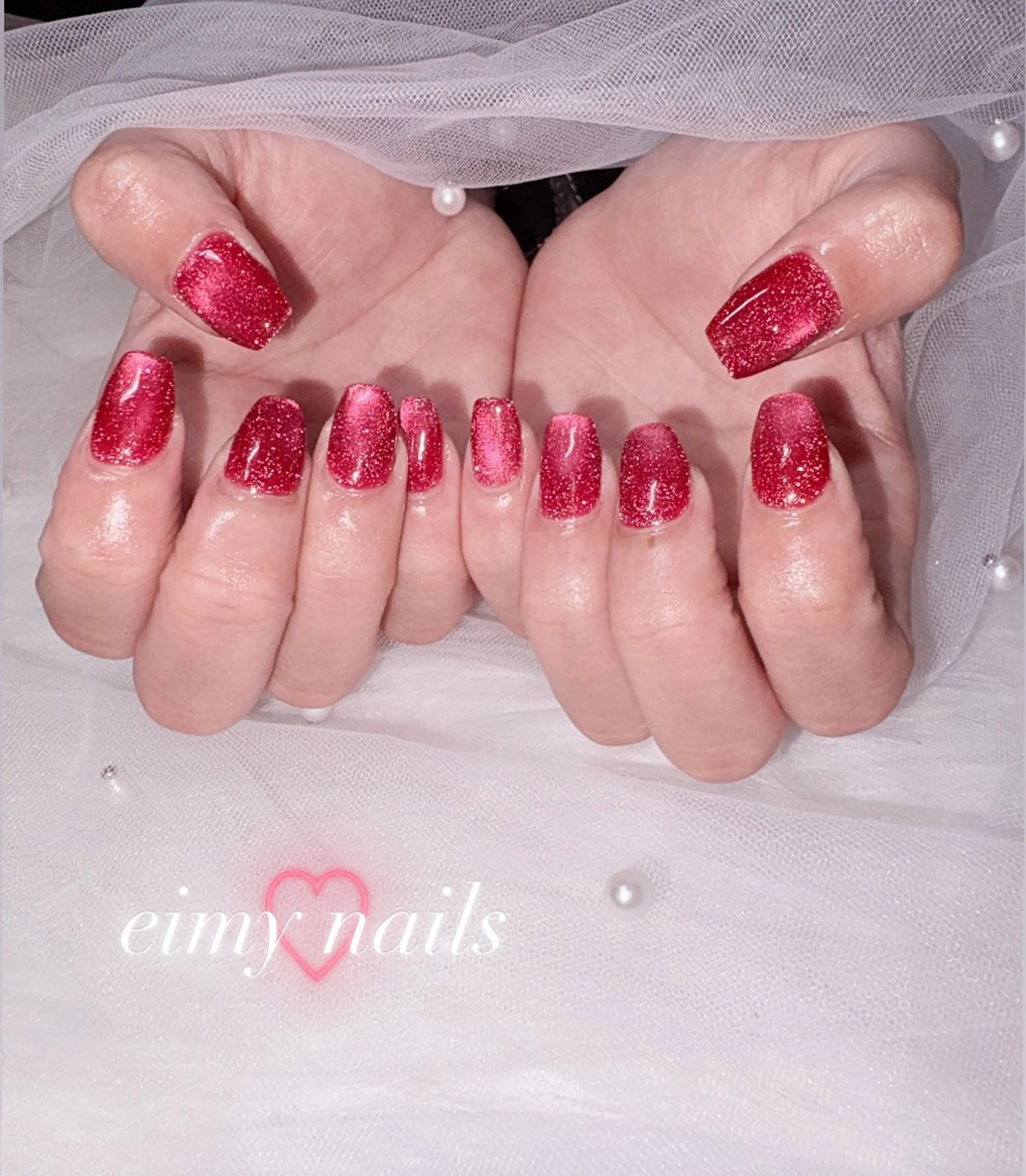 ネイル フラッシュネイル フラッシュマグ ラメ(グリッター) マグネットネイル マグネットワンカラー ハンドネイル eimy nails♡のネイルデザイン