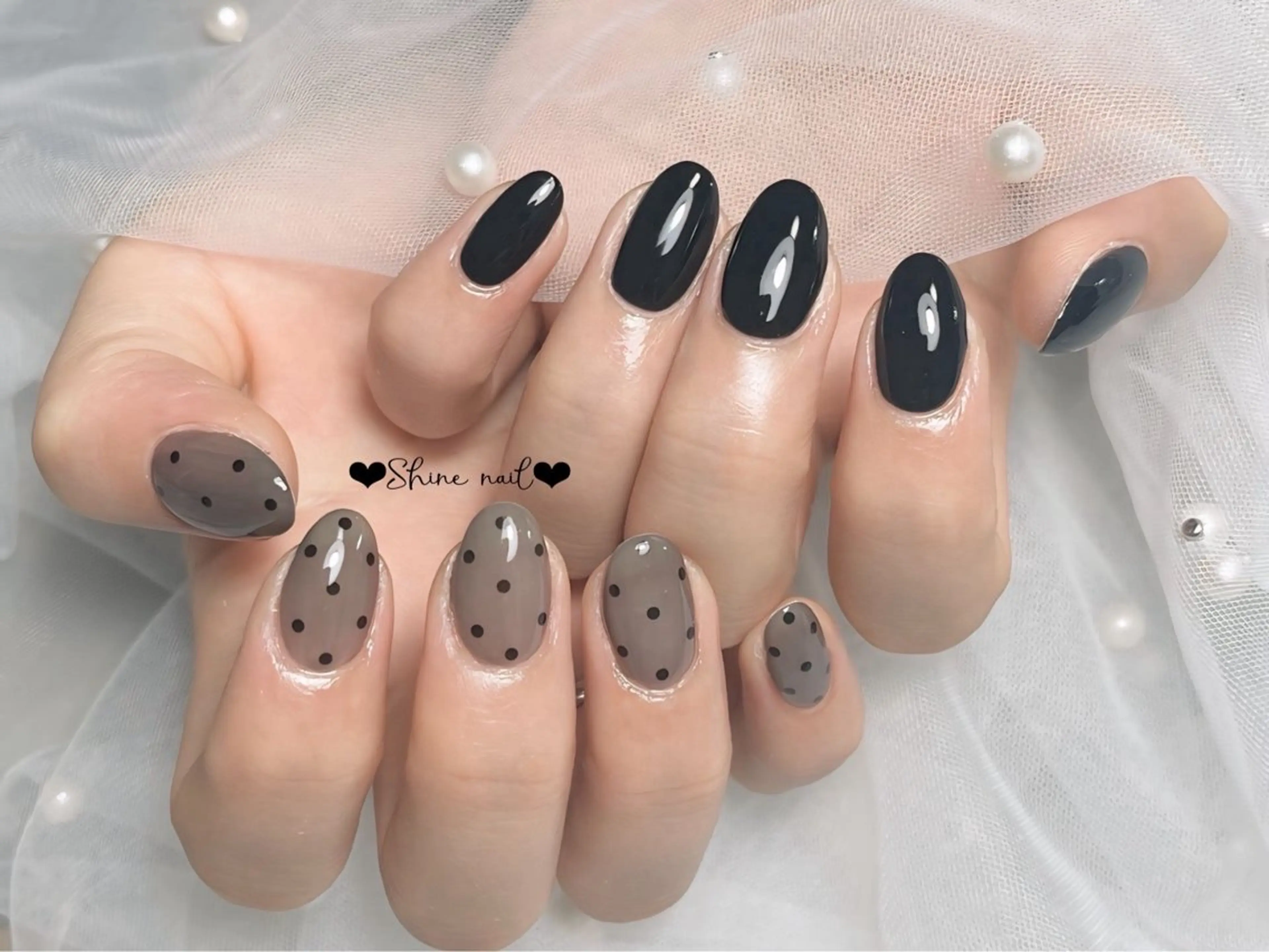 ネイル ハンドネイル shine 🎀 長さだし&デザインのネイルデザイン