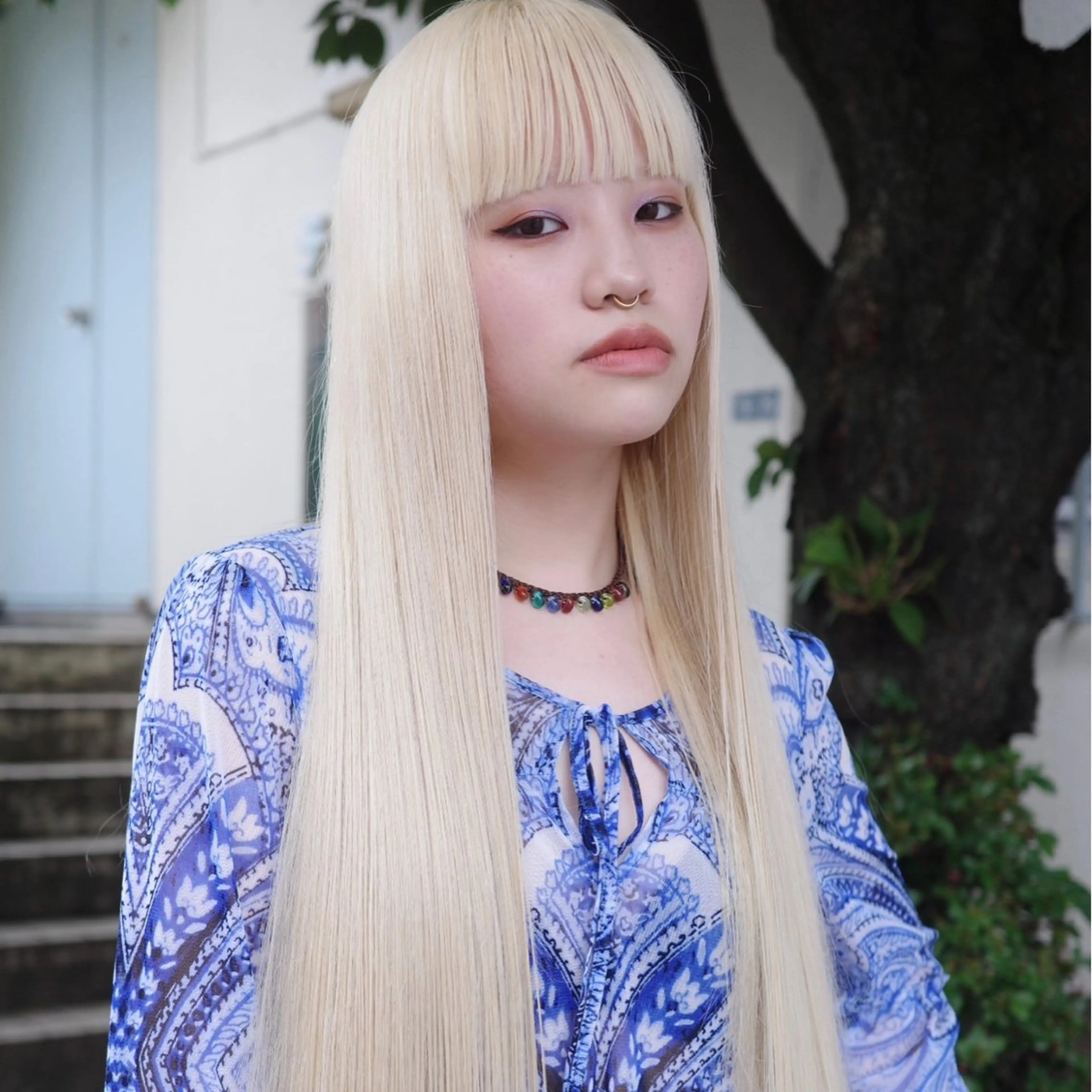 ロング カラー ブリーチ 抜きっぱなしブロンド カット ヘアカラー トリートメント 田中 里奈のヘアスタイル