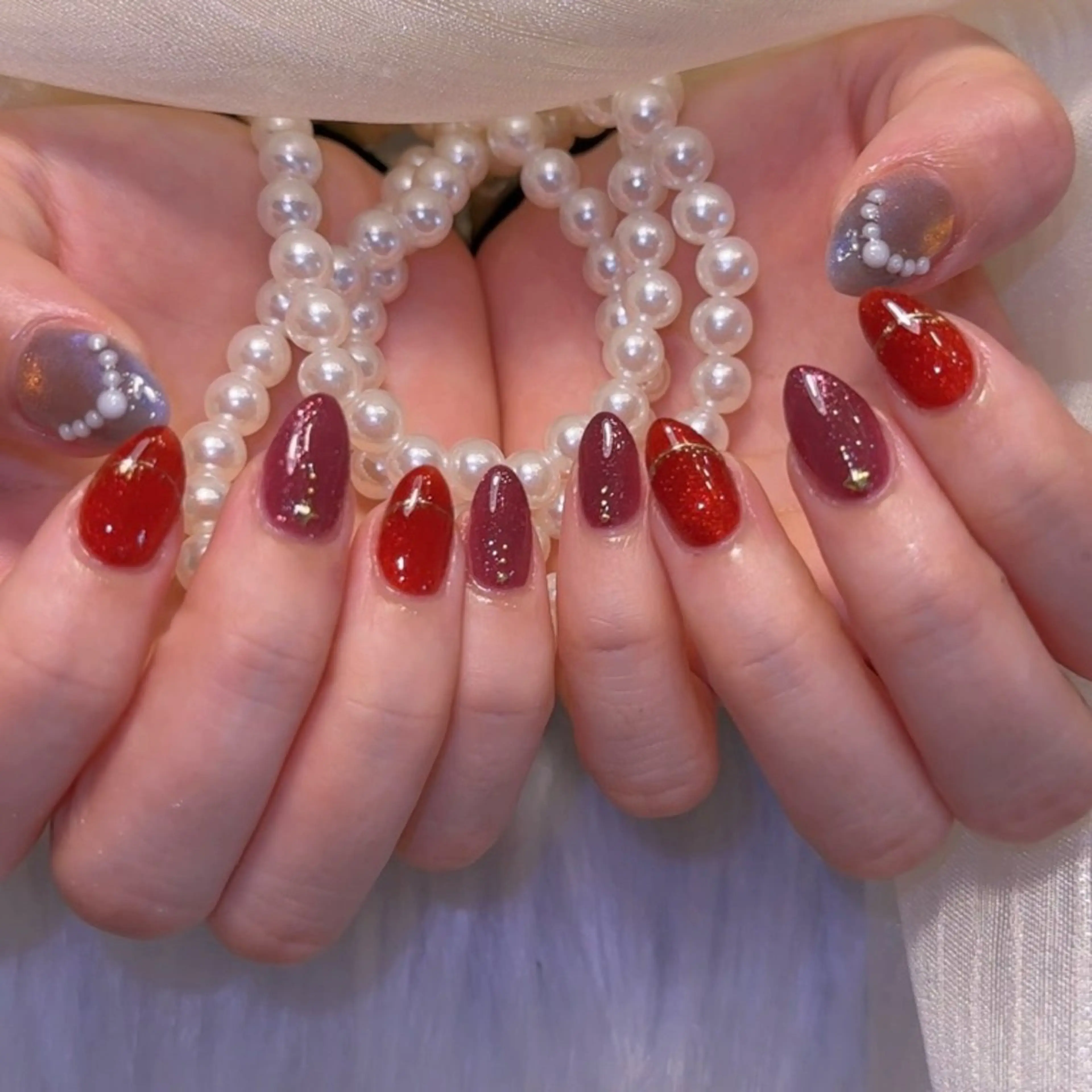 ネイル ジェルネイル ハート マグネットネイル ミラーネイル パラジェル ハンドネイル Reona Nailのネイルデザイン