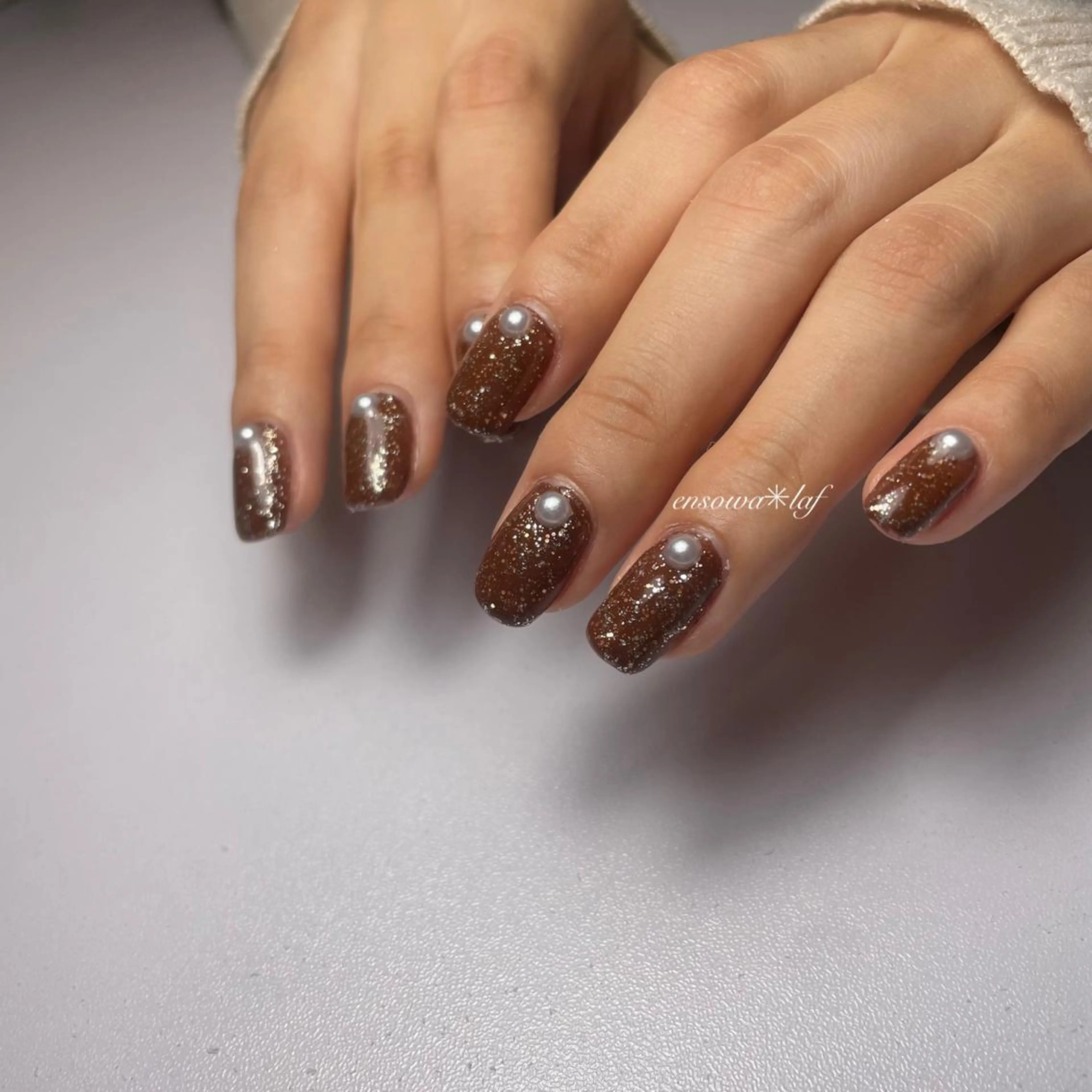 ネイル ラメ(グリッター) バレンタイン ensowa✱laf NAILのネイルデザイン