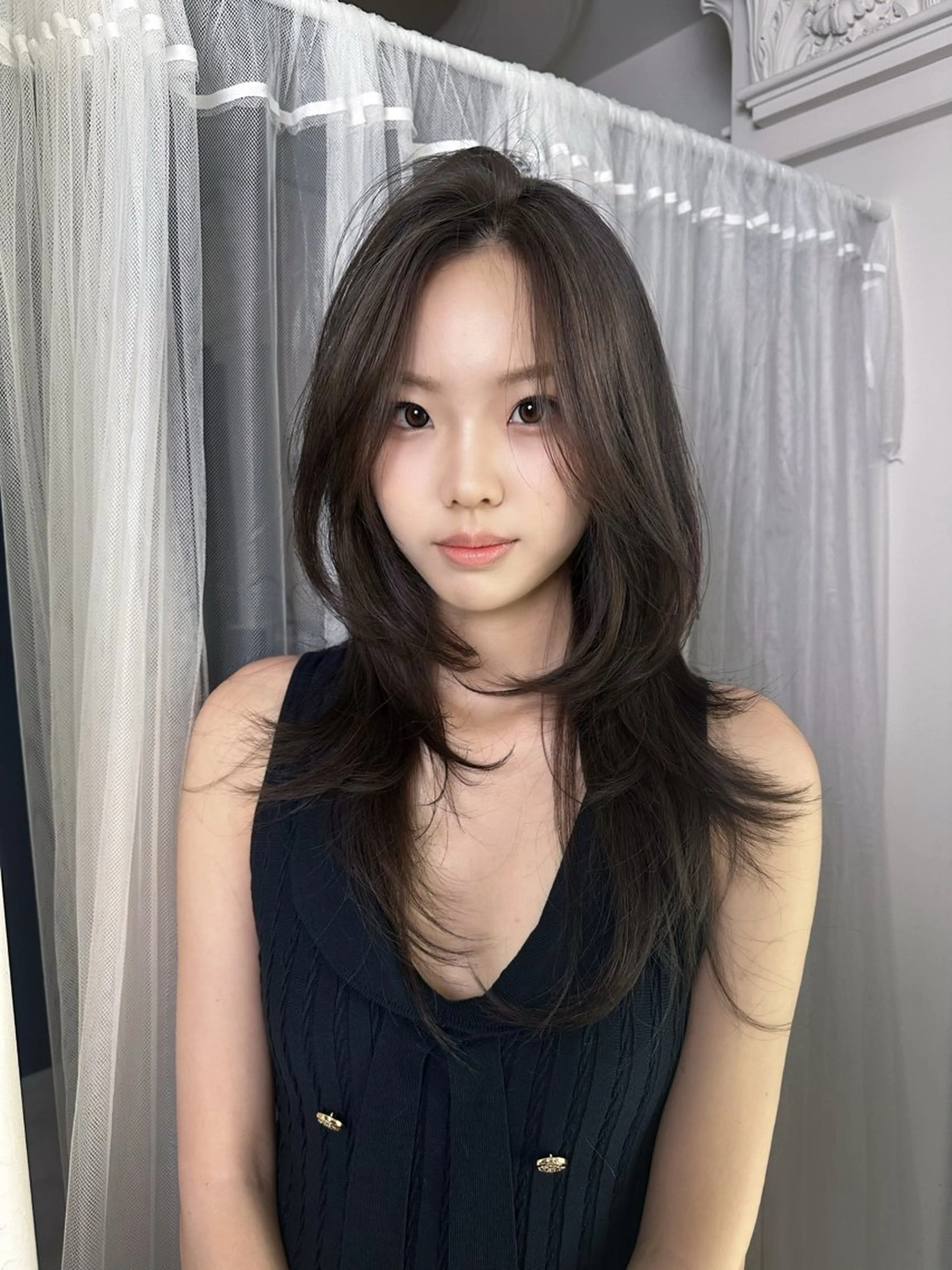 セミロング カラー カット ヘアカラー トリートメント RiA/レイヤーカッ ト/ハッシュカットのヘアスタイル