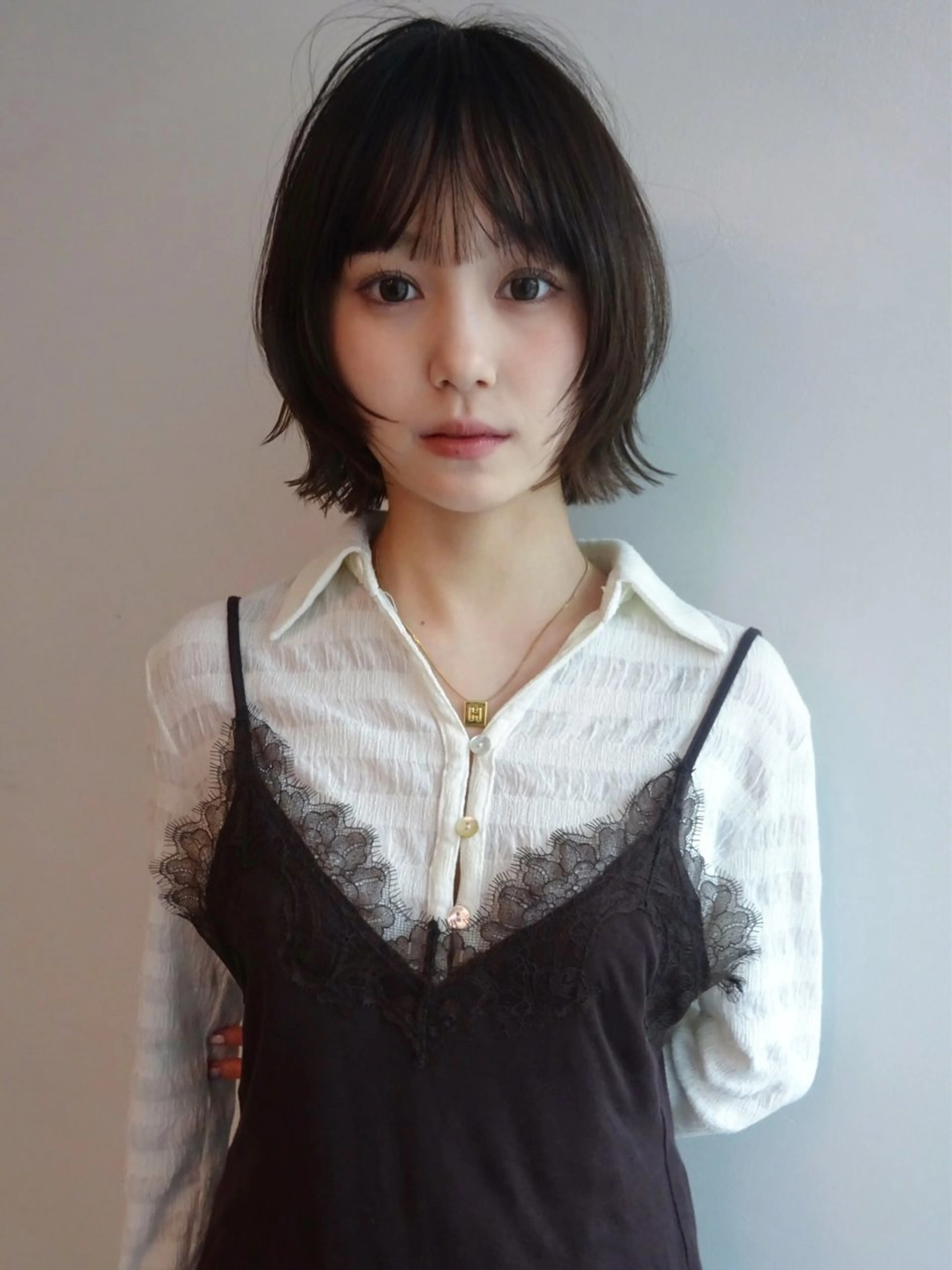 ショート カラー ボブレイヤー グレージュ シアーグレージュ ボブ レイヤーカット カット ヘアカラー トリートメント ボブ/似合わせ レイヤーcocomoのヘアスタイル