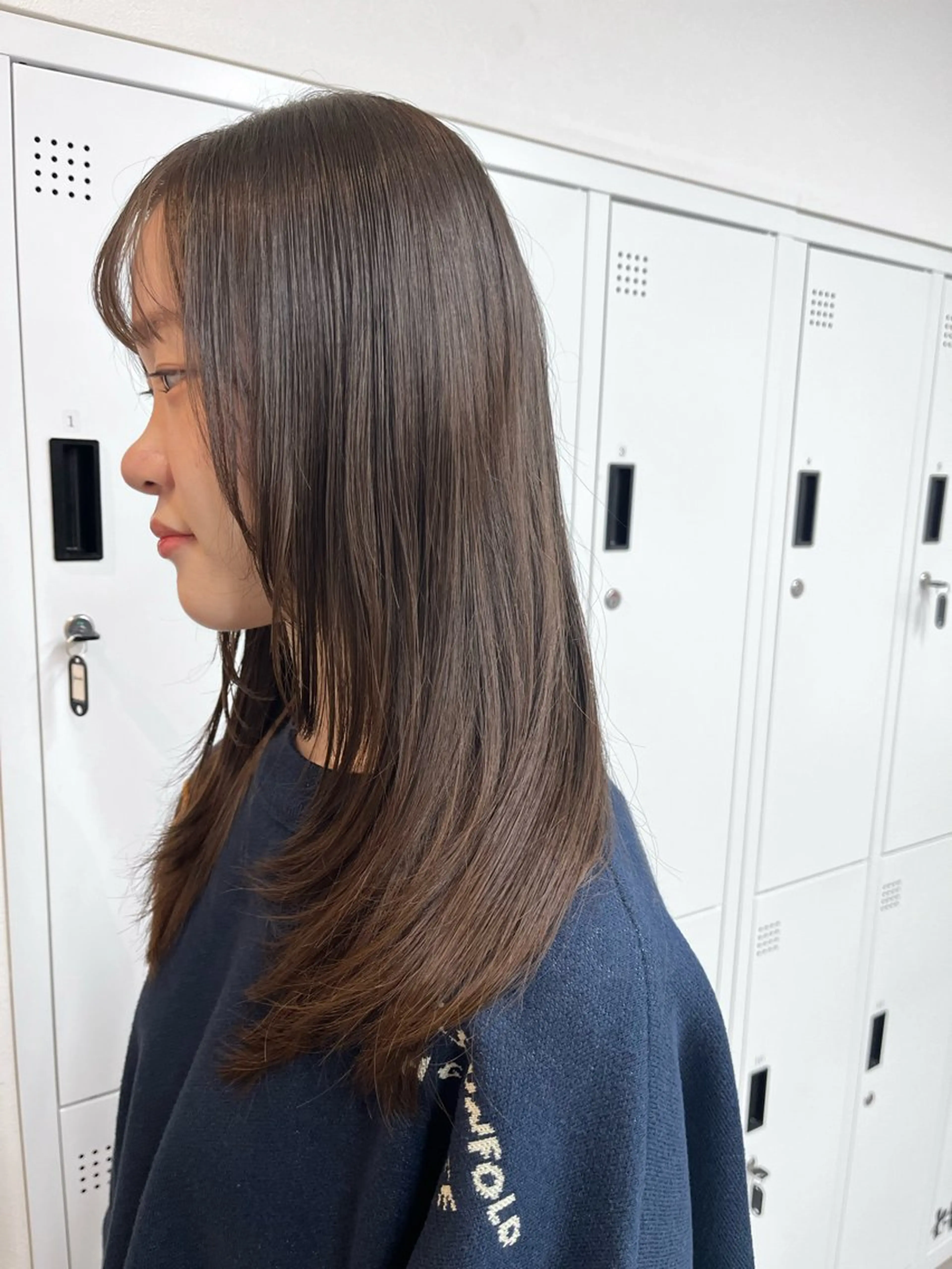 セミロング 顔まわりレイヤー レイヤーカット ヘアカラー トリートメント Ø choir川崎 髪質改善&ヘッドスパのヘアスタイル