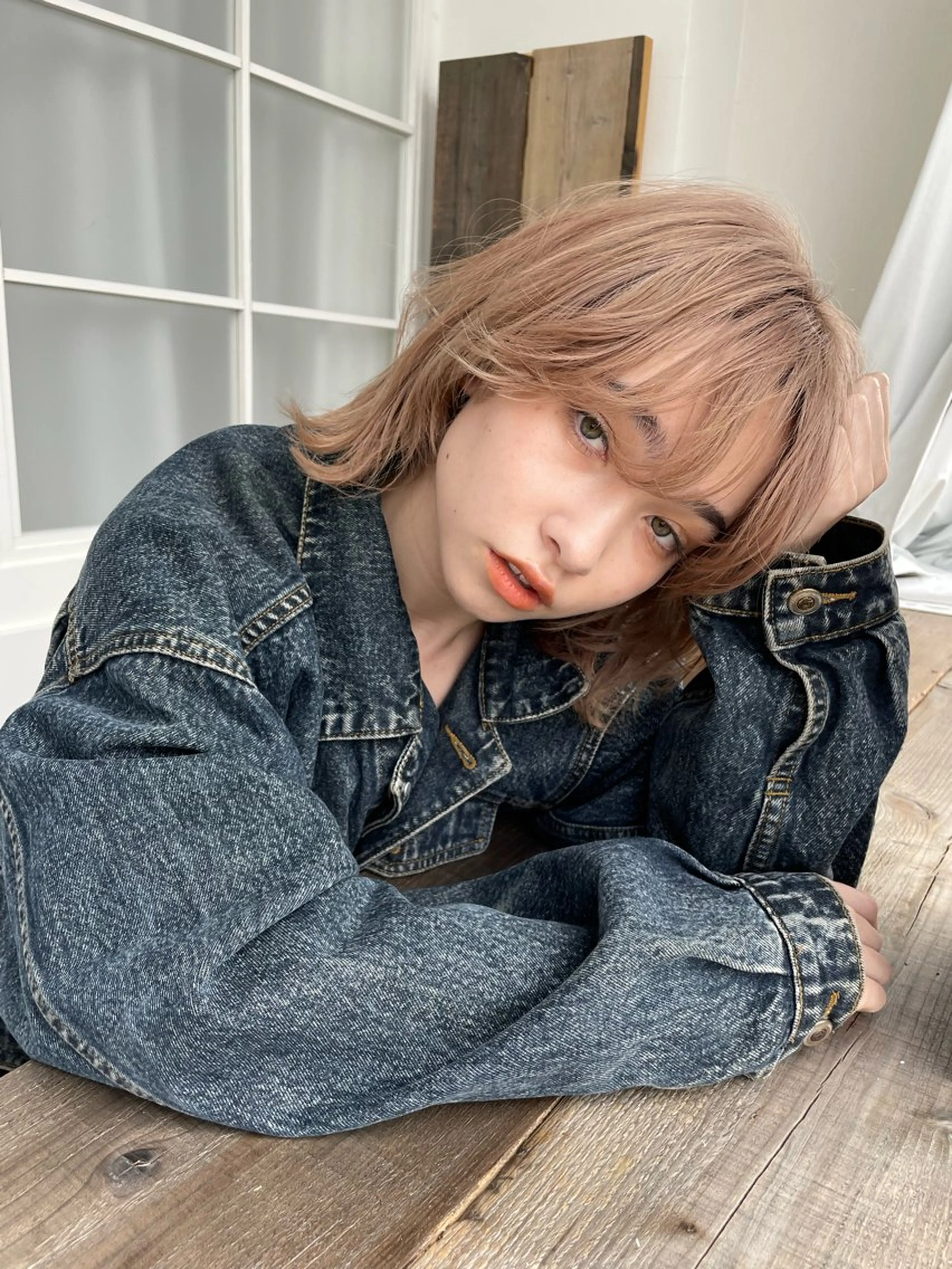 ミディアム カラー ベージュカラー ミルクティーベージュ レイヤーカット パーマ/パーマ落とし 【Kouta】のヘアスタイル