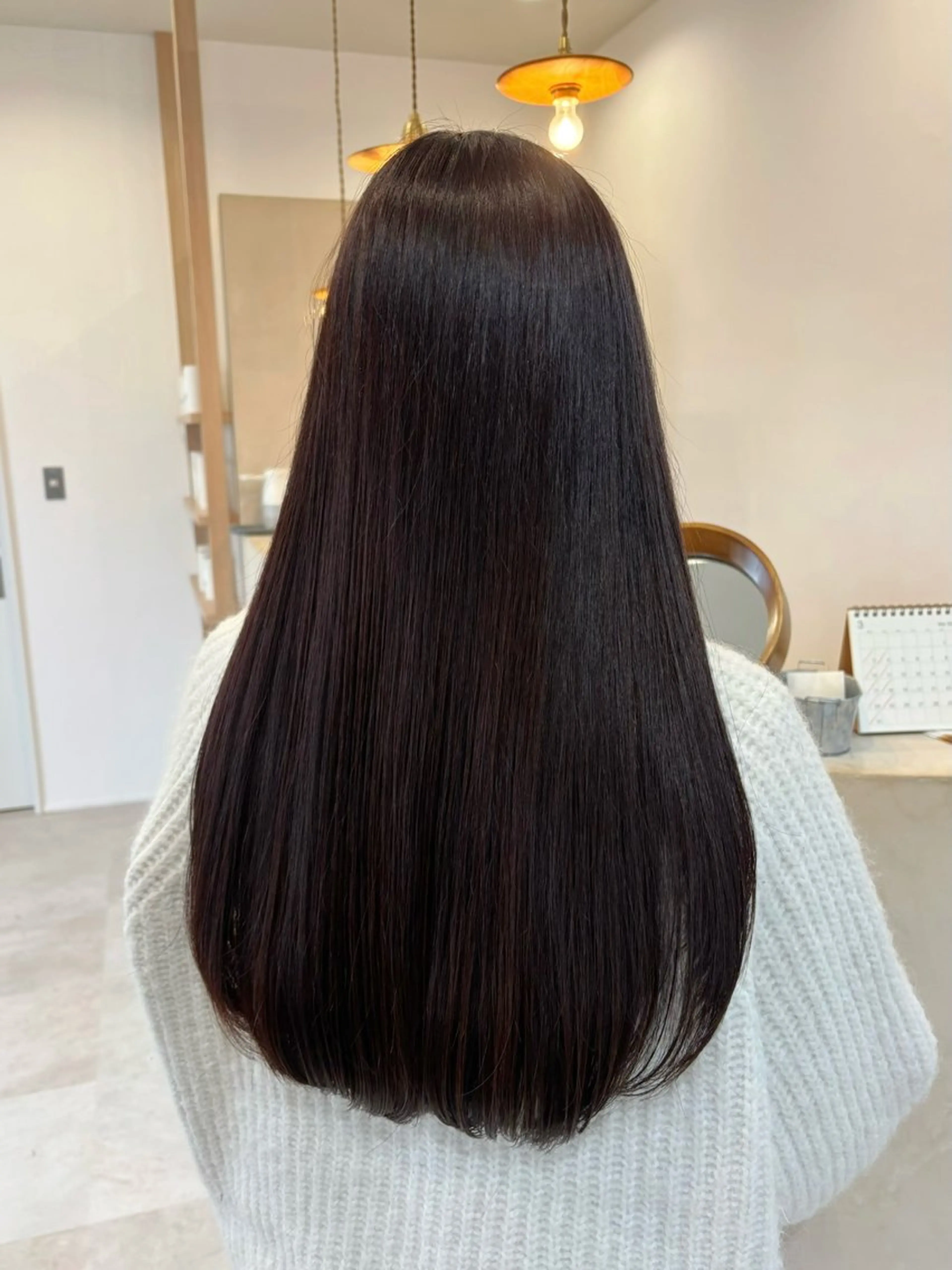 ロング ピンクブラウン カット ヘアカラー トリートメント 真弓 理沙/艶カラーのヘアスタイル