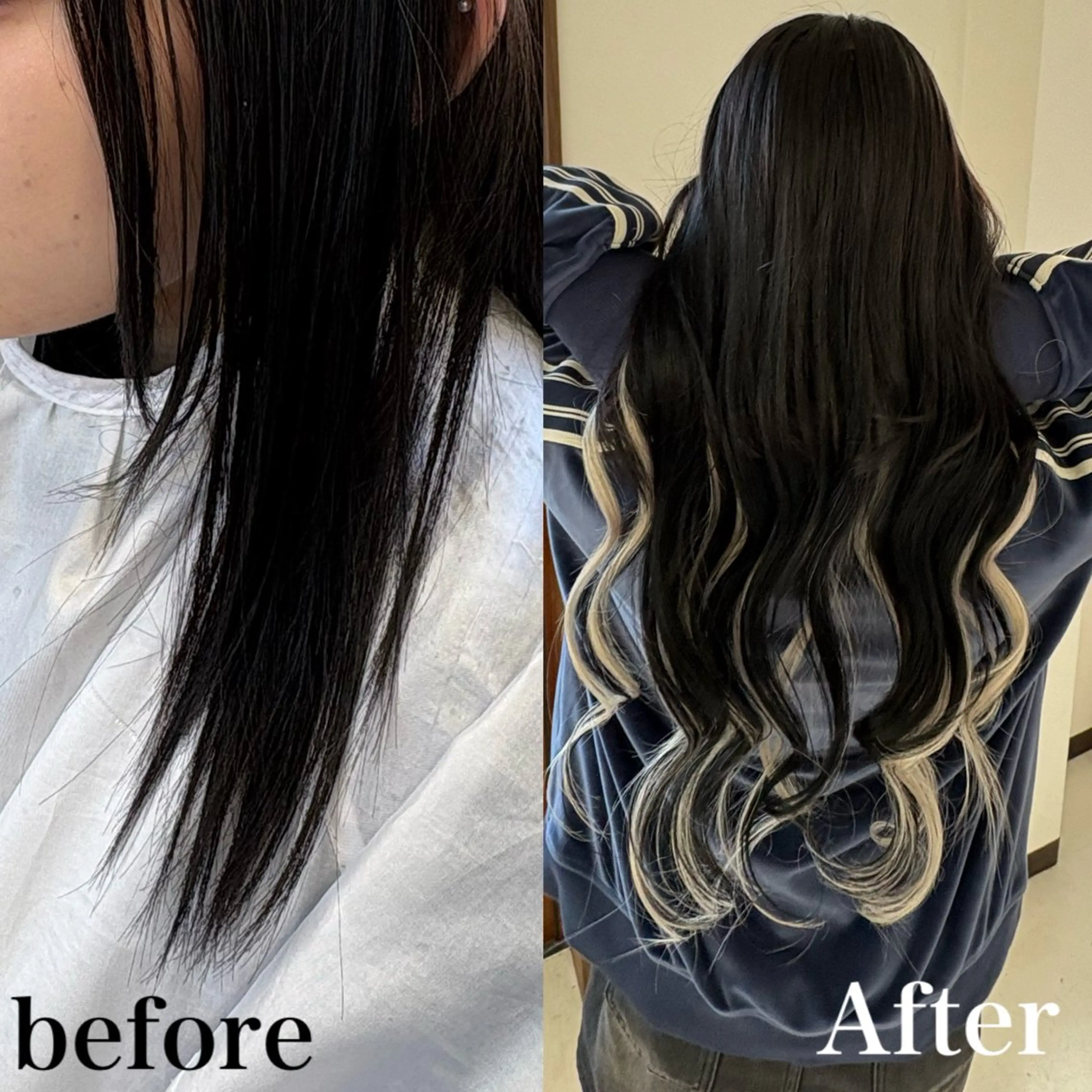 ロング エクステ あやか/ハイトーンカ ラー/デザインカラーのヘアスタイル