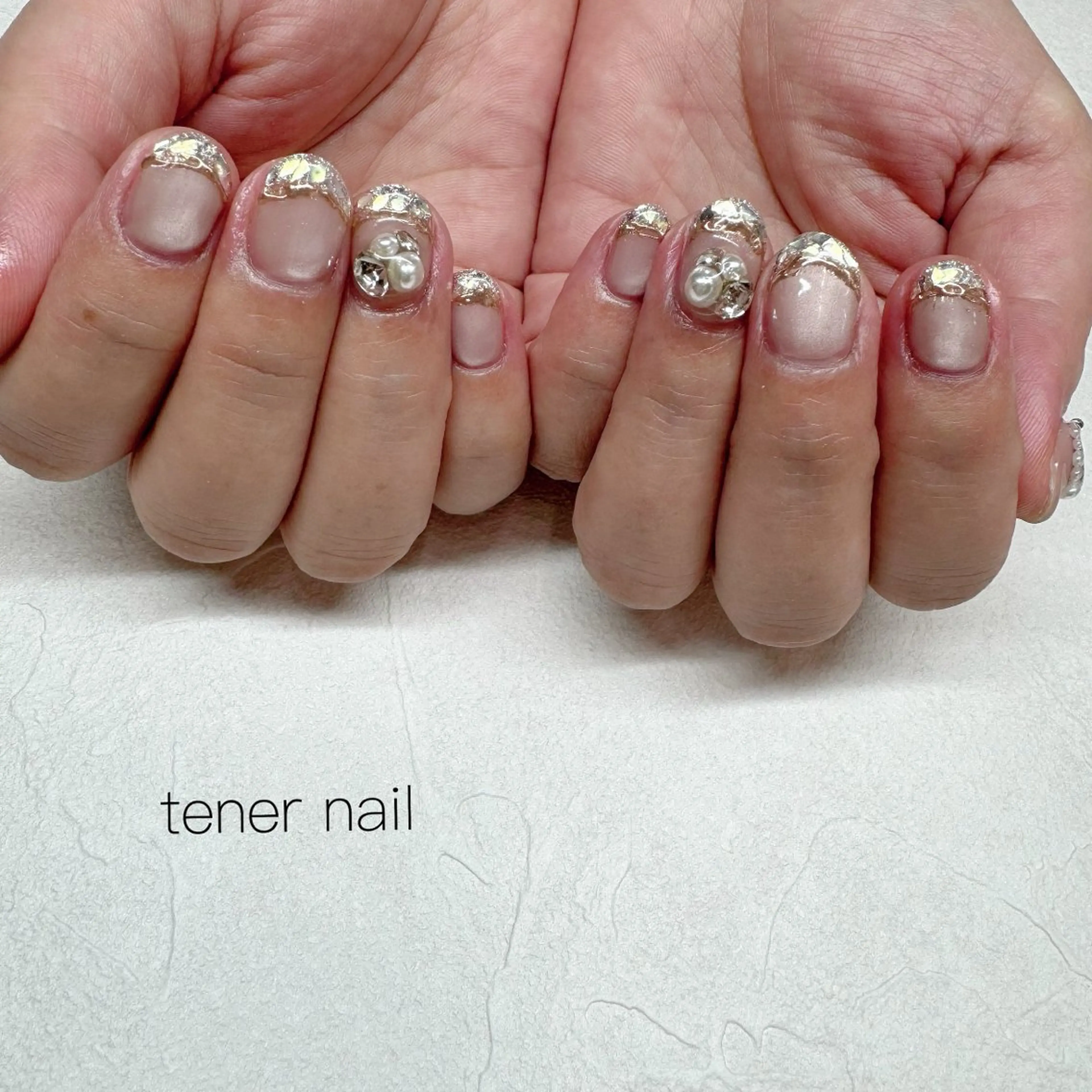 ネイル フレンチネイル ガラスフレンチ ハンドネイル テネルネイル tener nailのネイルデザイン