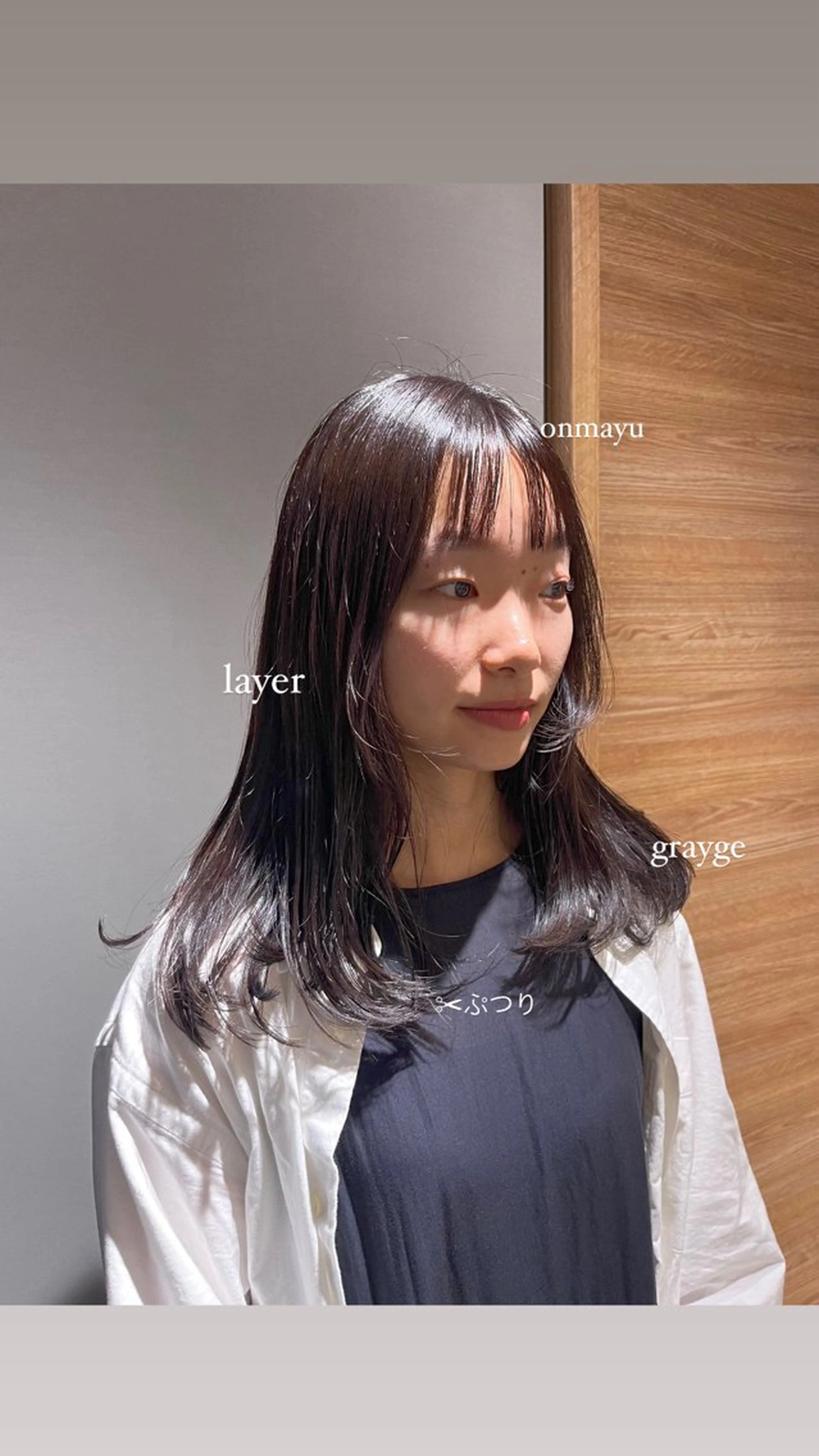 セミロング カラー 伸ばしかけ 韓国風ヘア 透明感ケアカラー/ レイヤー/ryokaのヘアスタイル