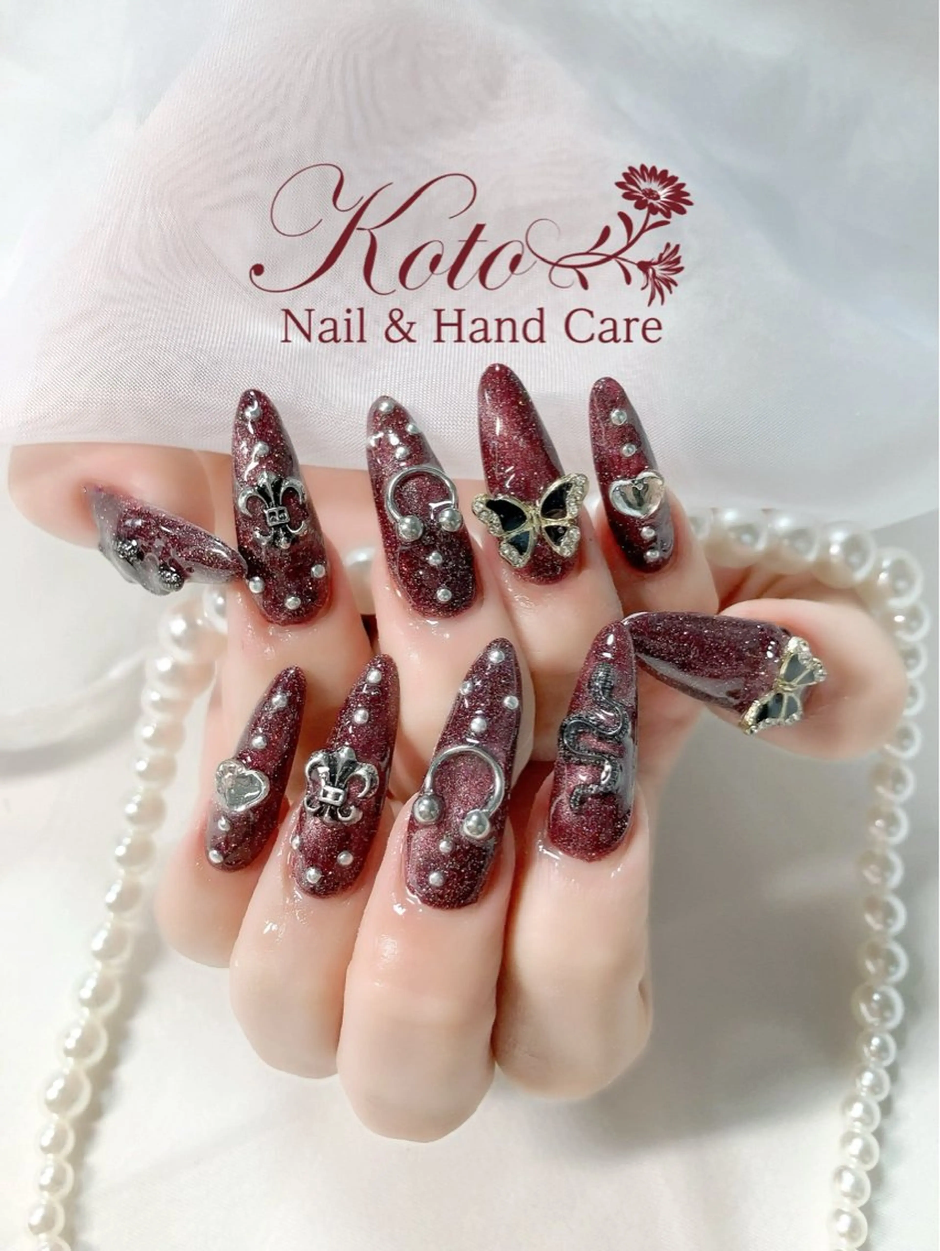 ネイル 長さ出し ジェルネイル 持ち込み ニュアンスネイル 赤色 ハンドネイル Nail Salon KOTOのネイルデザイン