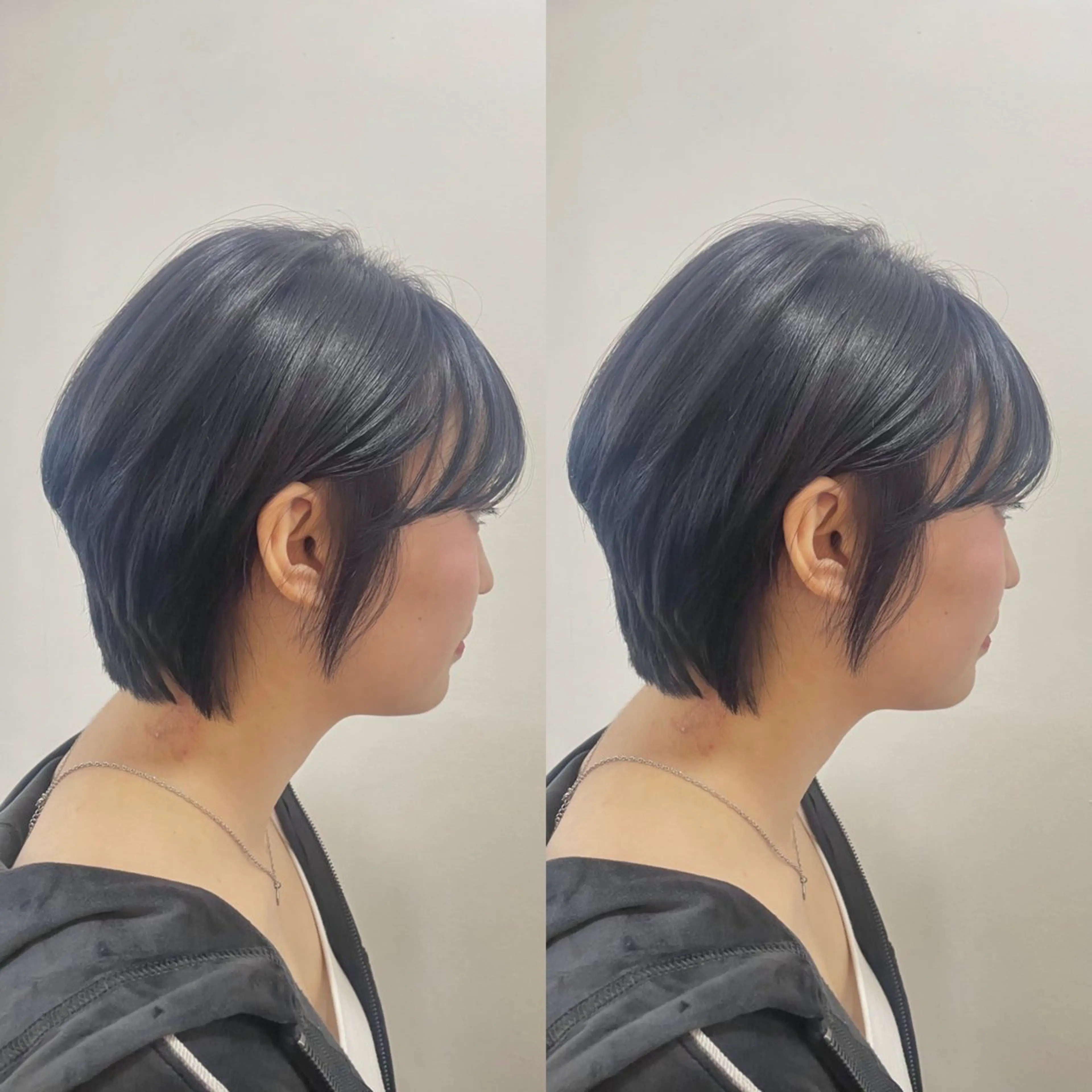 ショート カラー ブリーチ 透明感カラー ネイビーカラー mopa_kaede ナチュラル/レイヤーのヘアスタイル