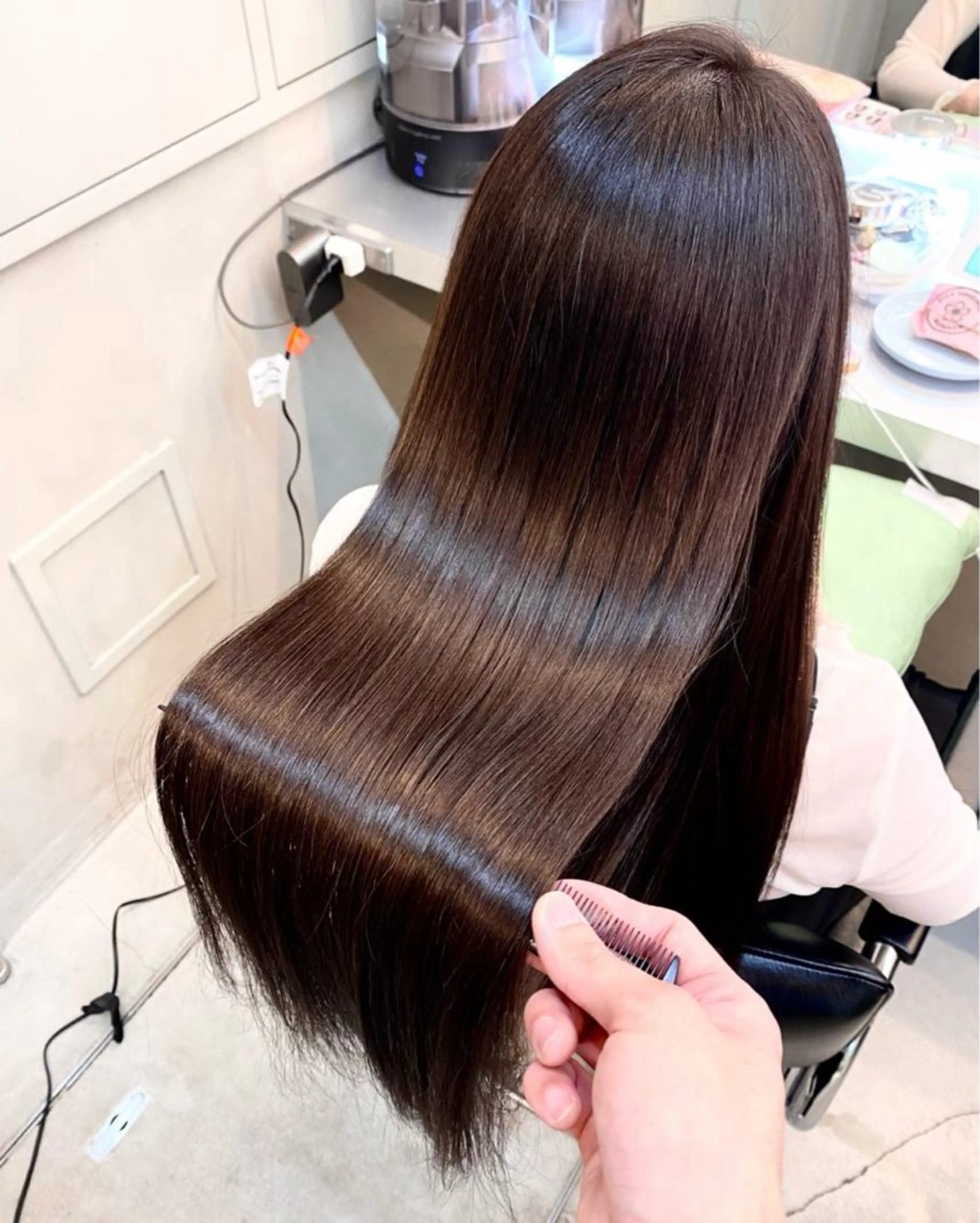 ロング パーマ 伸ばしかけ 縮毛矯正 酸性ストレート ストレートパーマ 縮毛矯正 艶髪と透明感を ‼️/若林のヘアスタイル