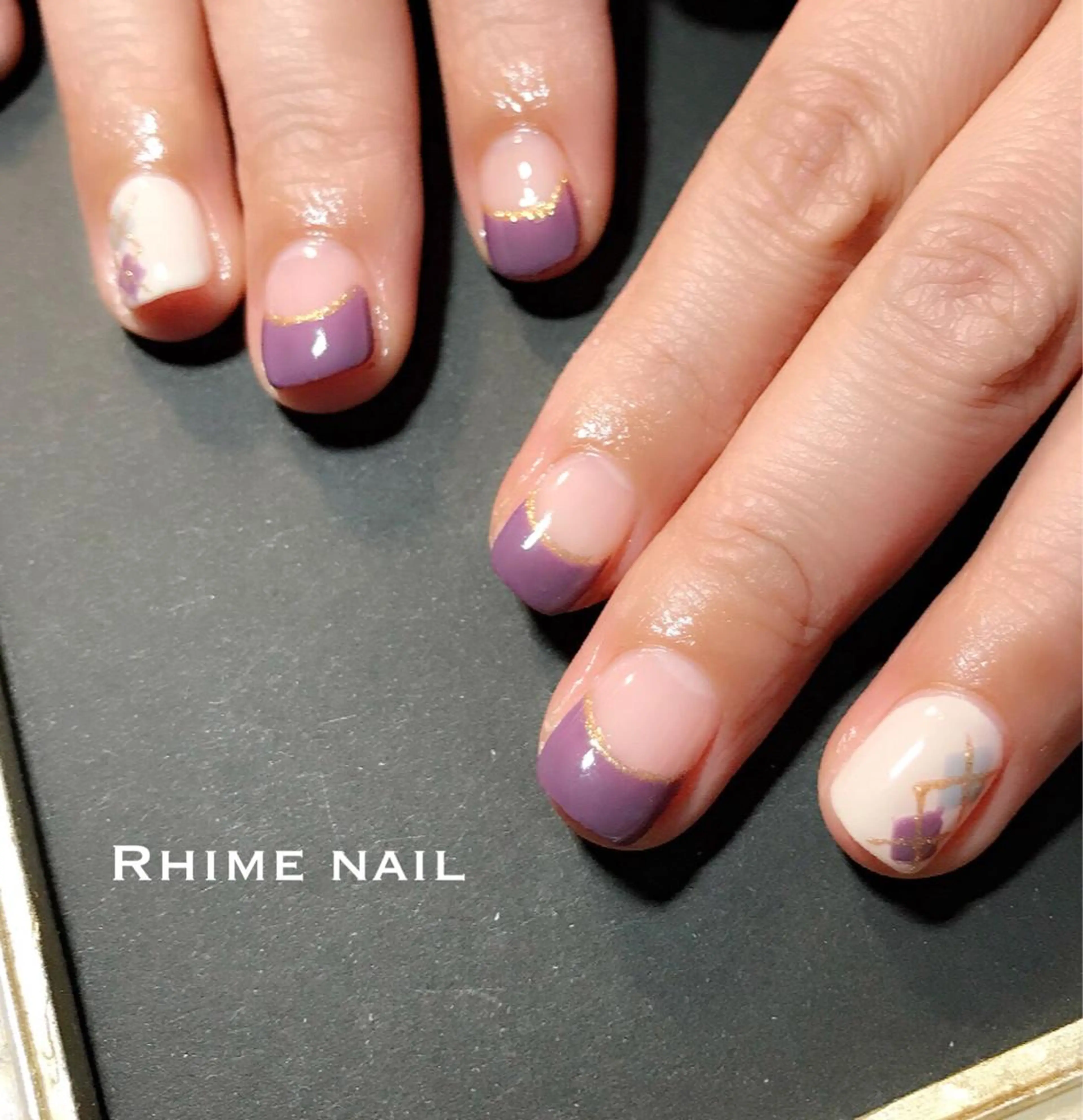 ネイル アートネイル ボルドー カジュアル 卒業式 オフィスネイル Rhime nail ライムネイルのネイルデザイン