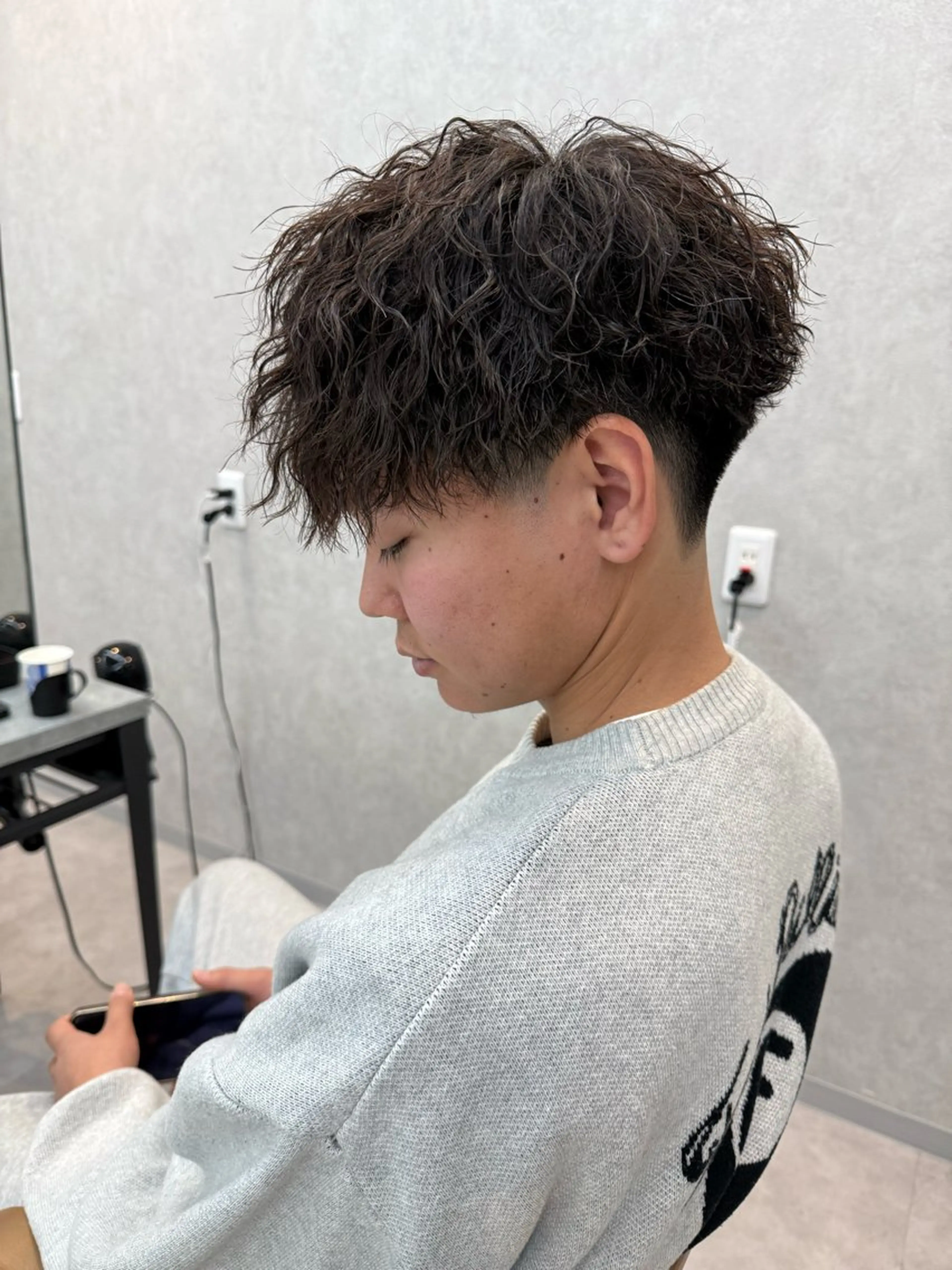 ミディアム パーマ メンズ フェードカット カット パーマ メンズパーマ職人/ 天神/tatsukiのヘアスタイル