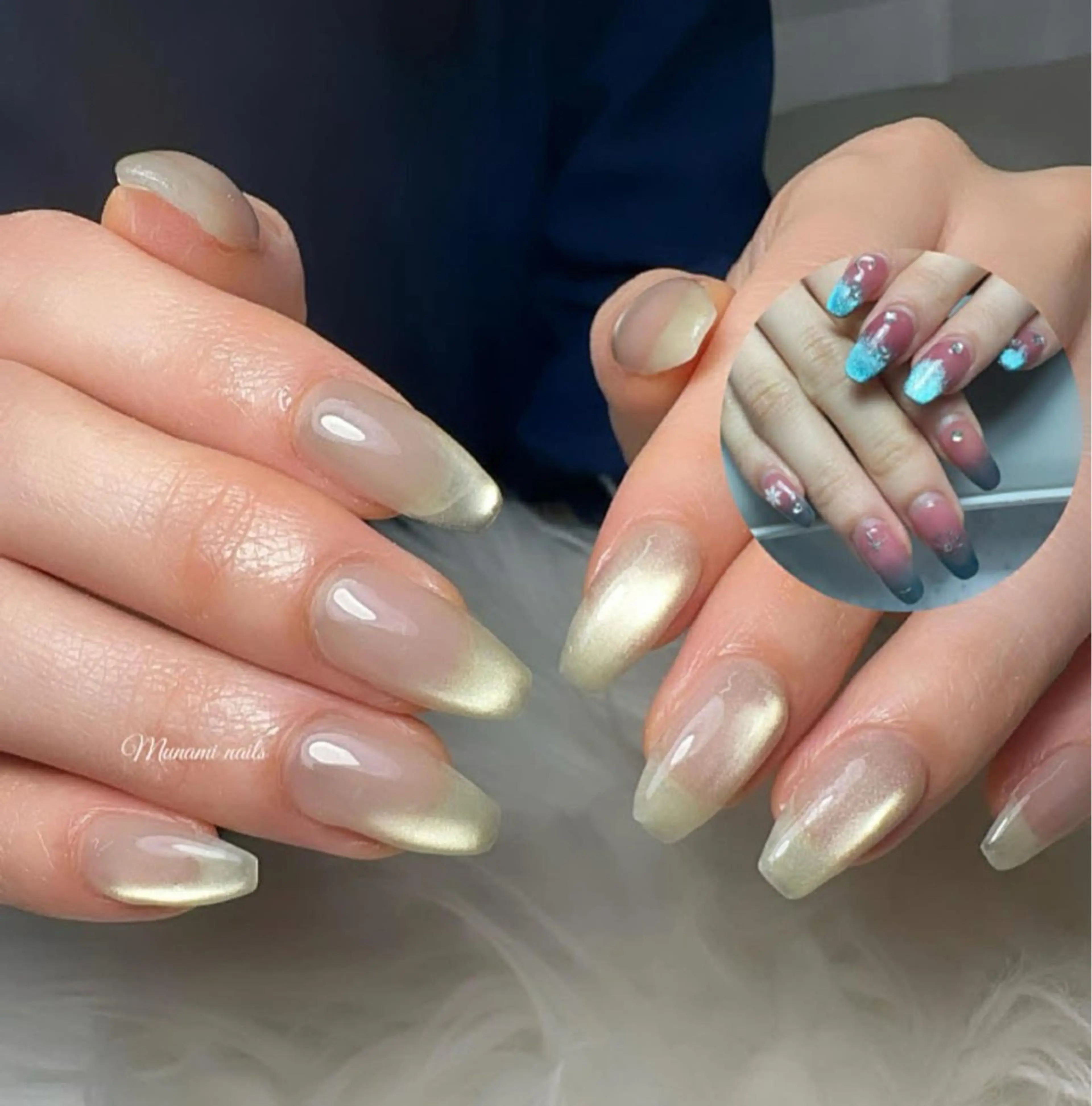 ネイル アートネイル オーロラネイル ガーリー キラキラネイル 韓国ネイル ハンドネイル Minami Nailsのネイルデザイン