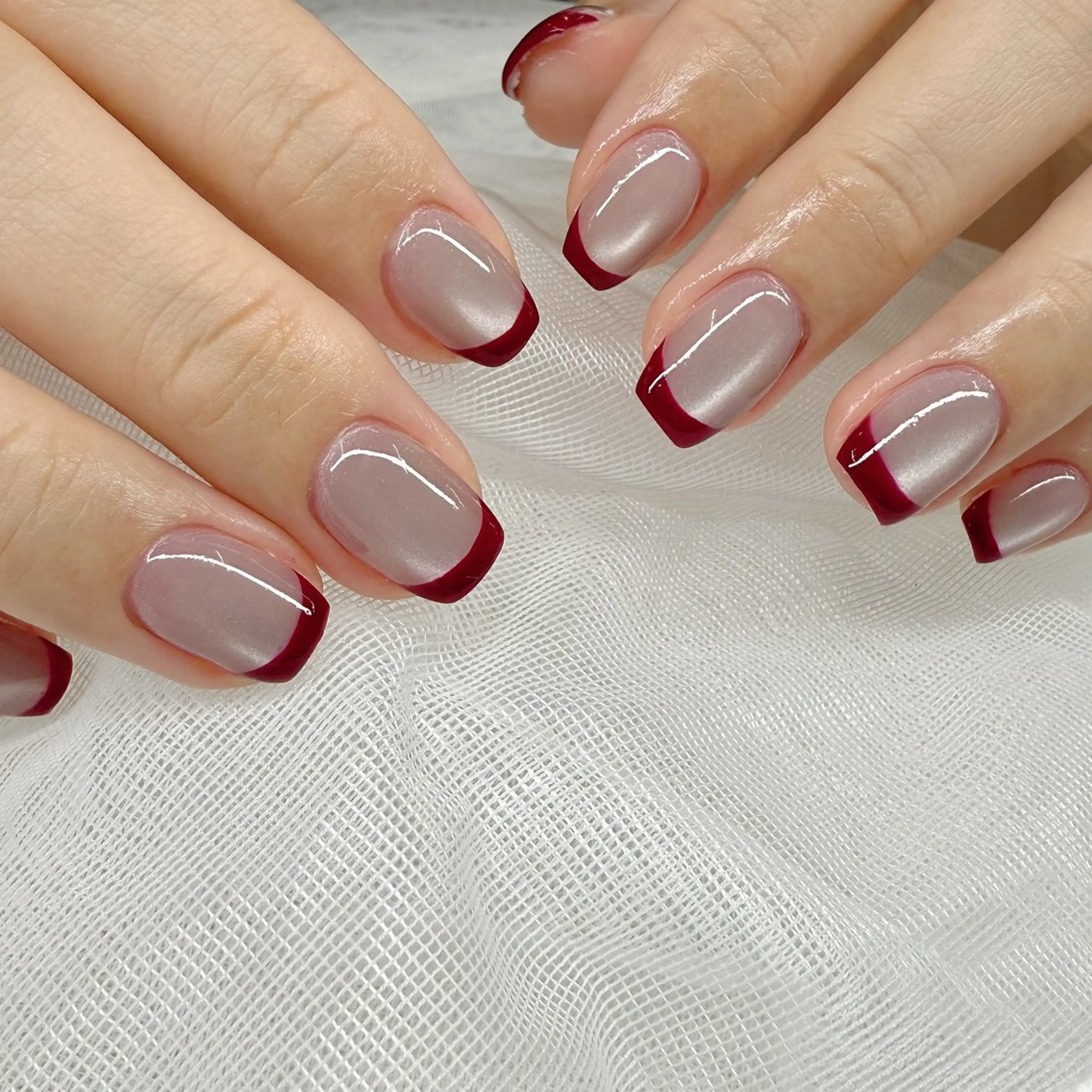 ネイル ボルドー シルバー シンプルネイル Amie NAILのネイルデザイン