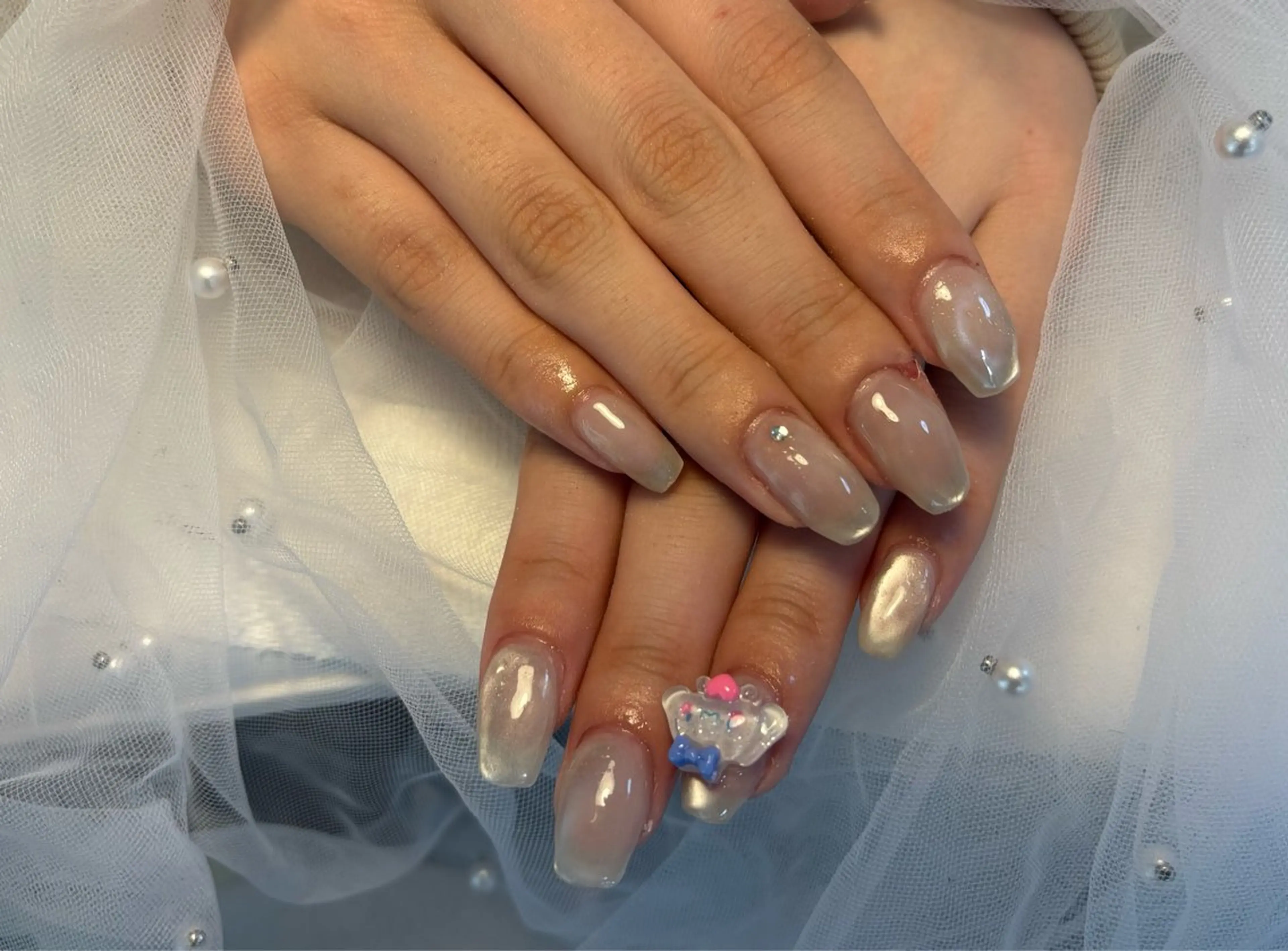 ネイル フラッシュネイル フットネイル フレンチネイル ジェルネイル ガラスフレンチ ハンドネイル Nail salon Natulalのネイルデザイン