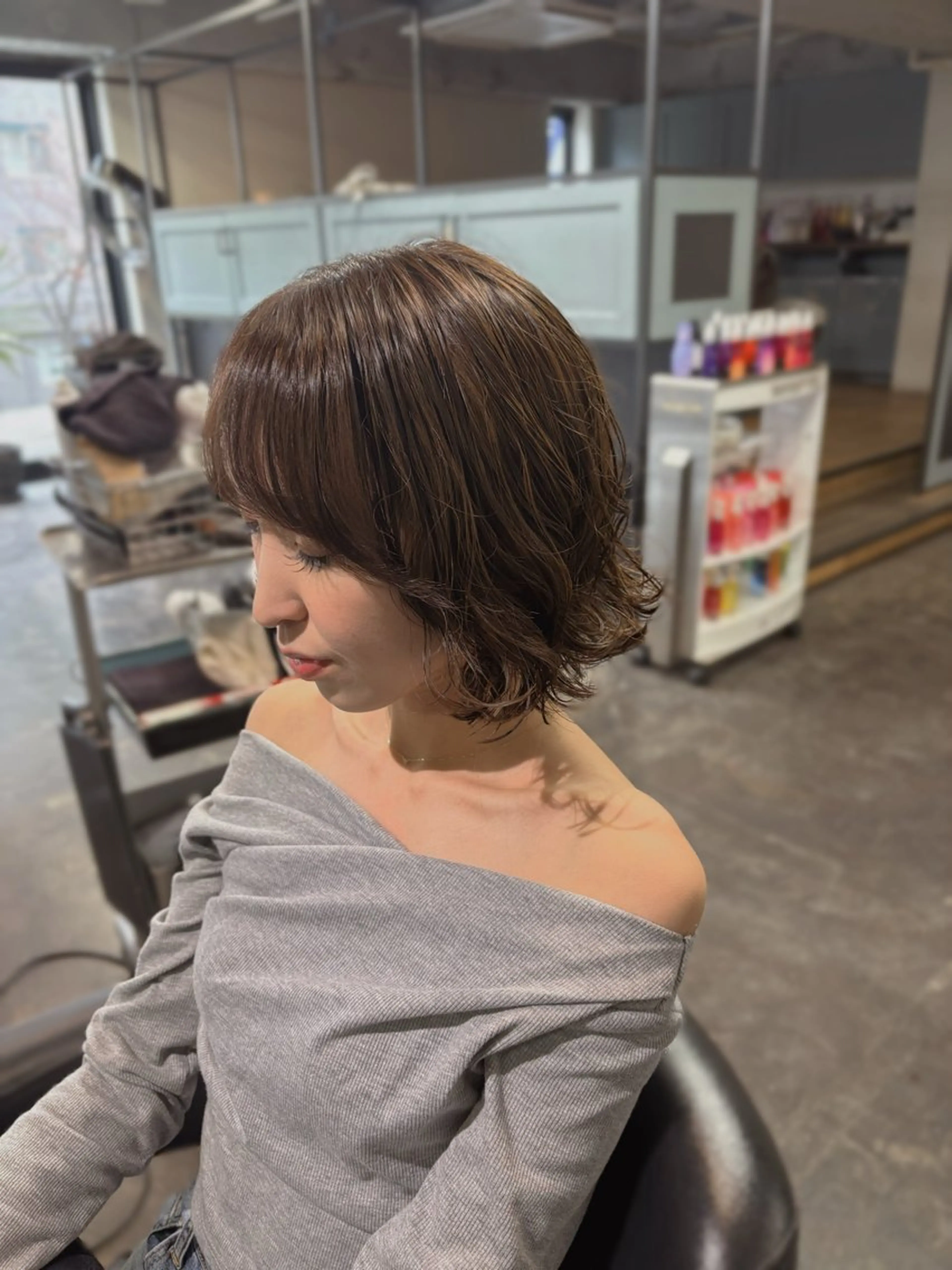 ショート ボブ パーマ 暖色カラー/髪質改善 🐮ユイカのヘアスタイル