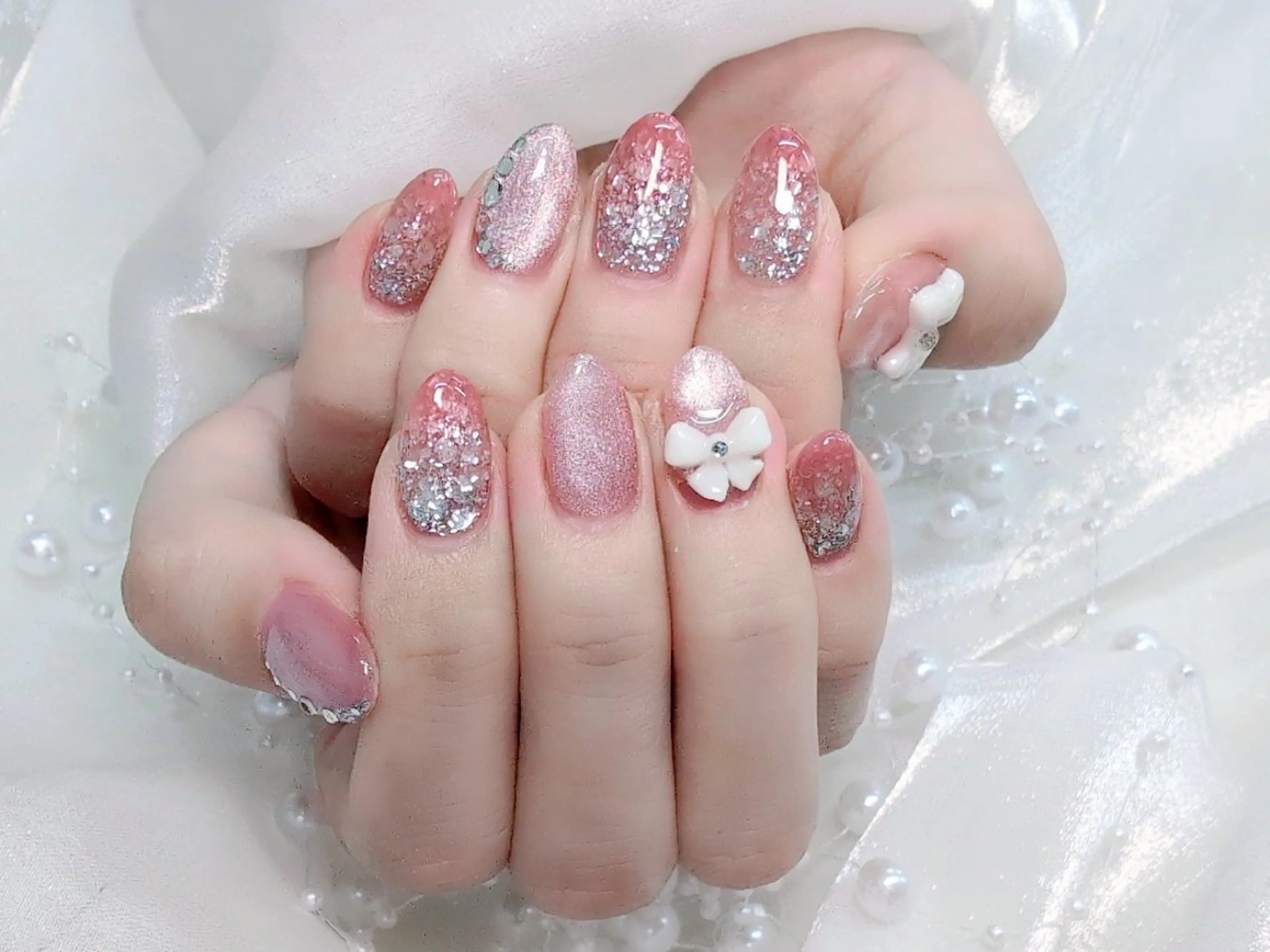 ネイル チークネイル 長さ出し フラッシュネイル フレンチネイル ジェルネイル Chouette Nailのネイルデザイン