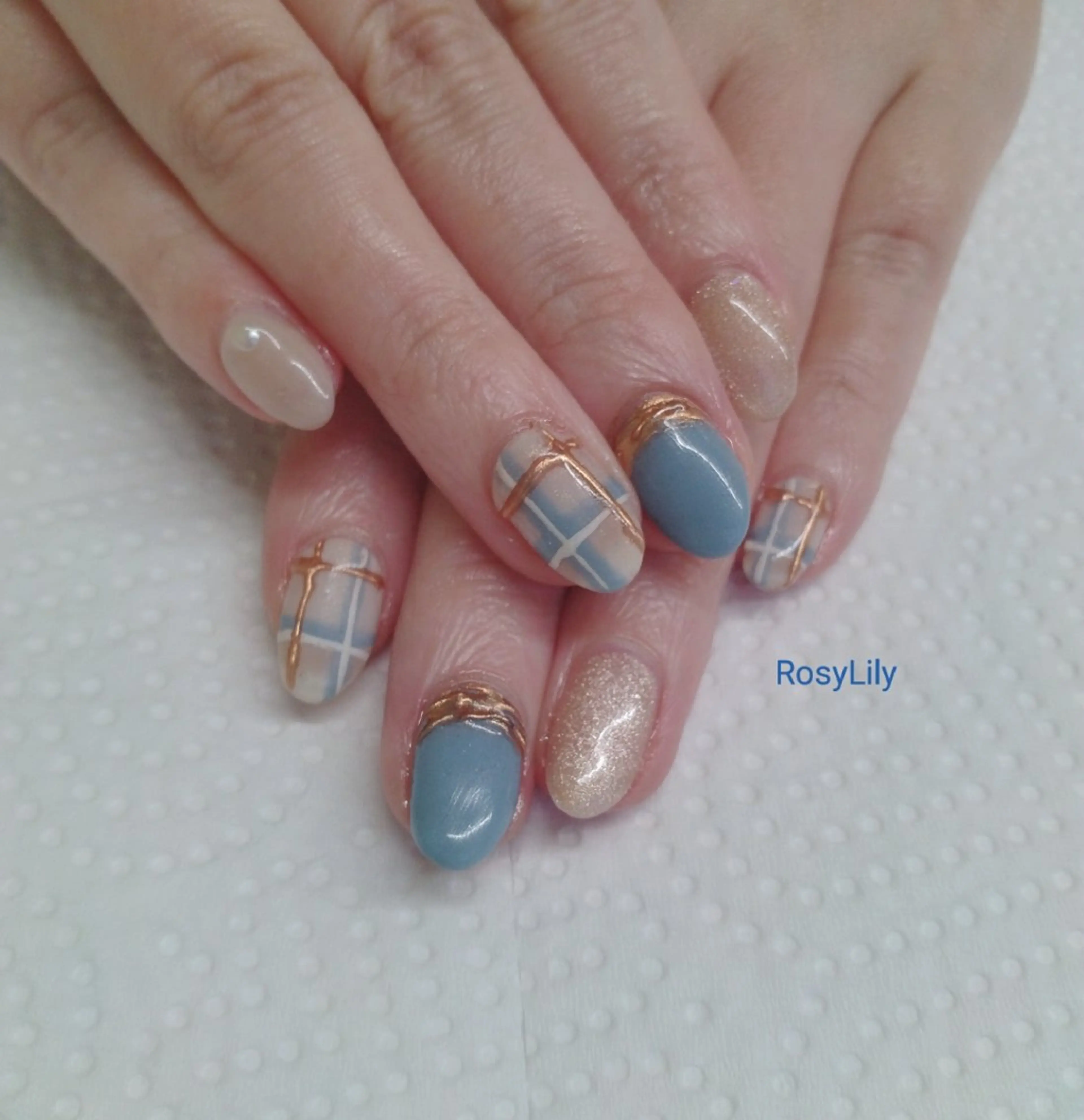 ネイル ブルー 持ち込み プライベートサロン Rosy Lilyのネイルデザイン
