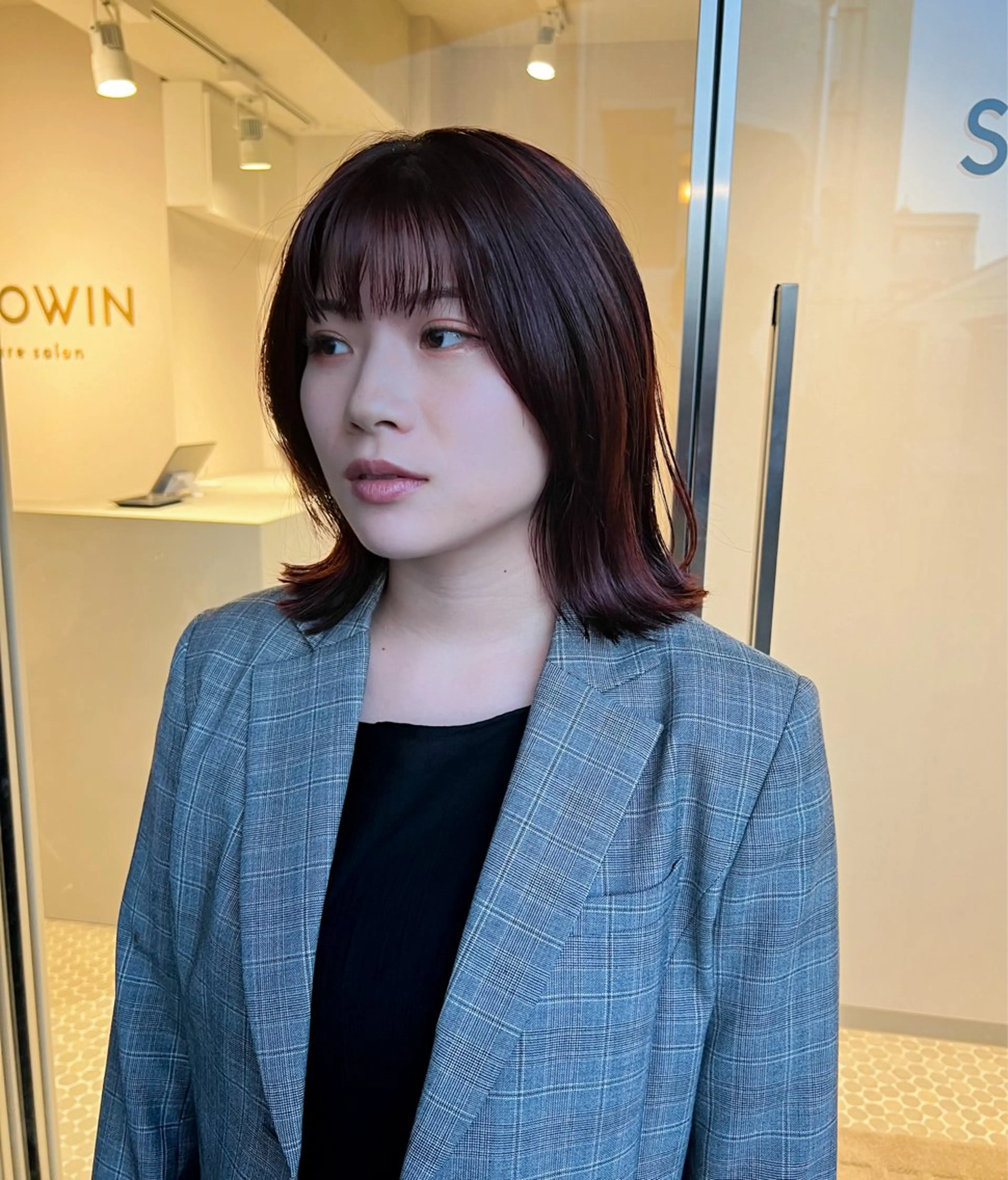 ミディアム カラー レッドカラー ルビー カット ヘアカラー トリートメント 樋野 亮のヘアスタイル