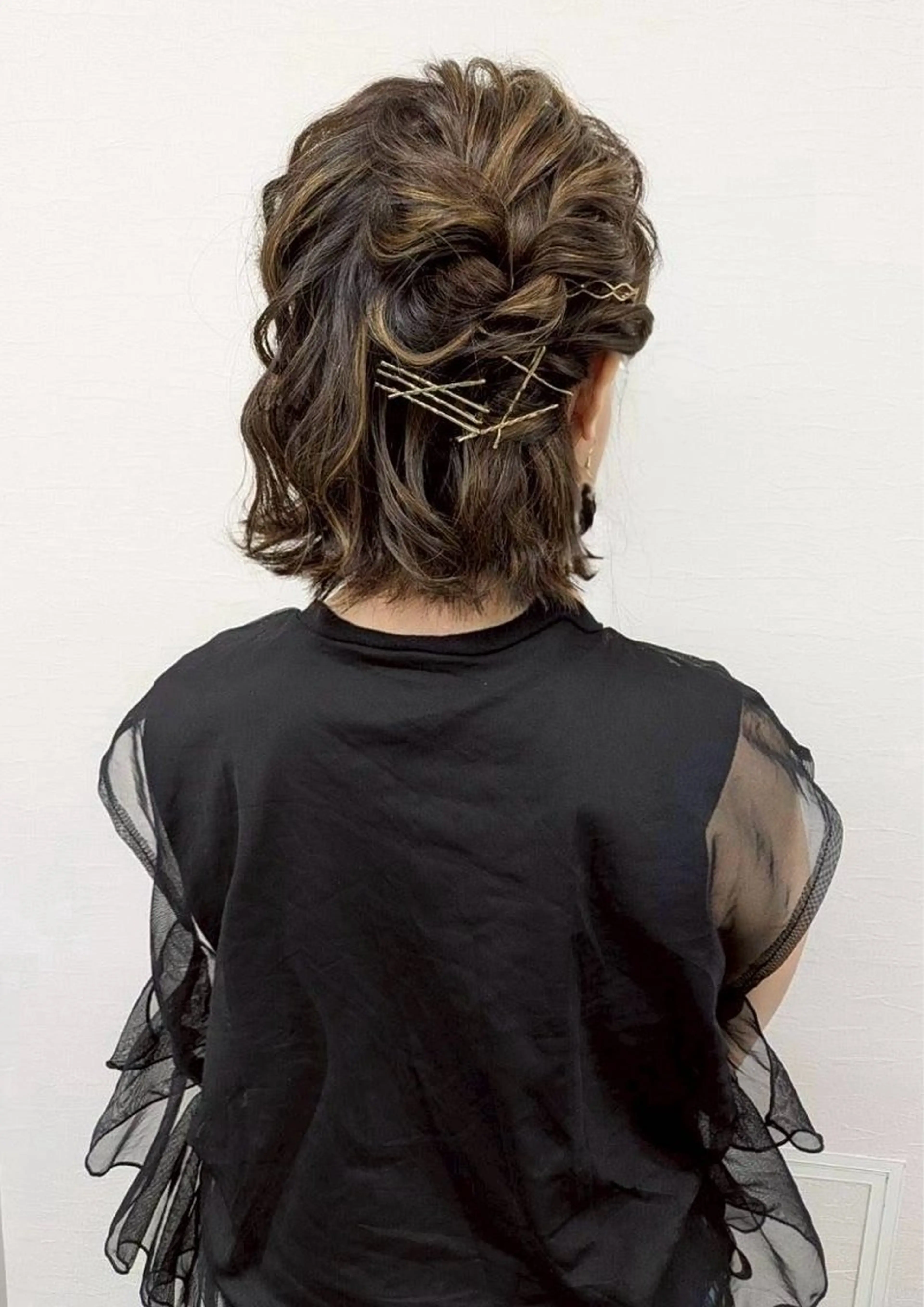 ショート ヘアアレンジ ハーフアップ ボブ ヘアセット YUMEYAKATA 五条店のヘアスタイル