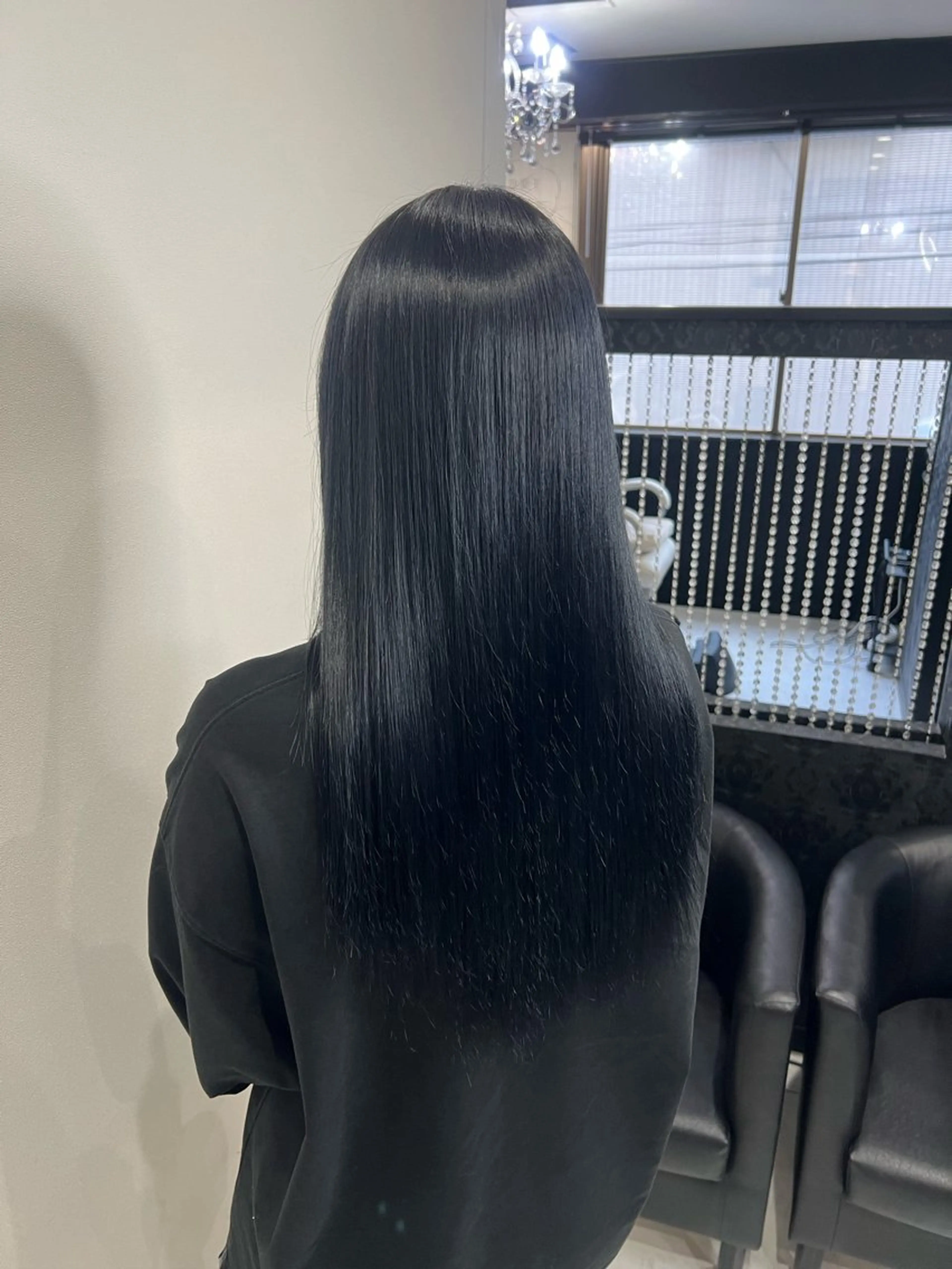 ロング カラー 黒髪 ネイビーカラー トリートメント ヘアカラー トリートメント YUDU🍊 germe/ジェルムのヘアスタイル