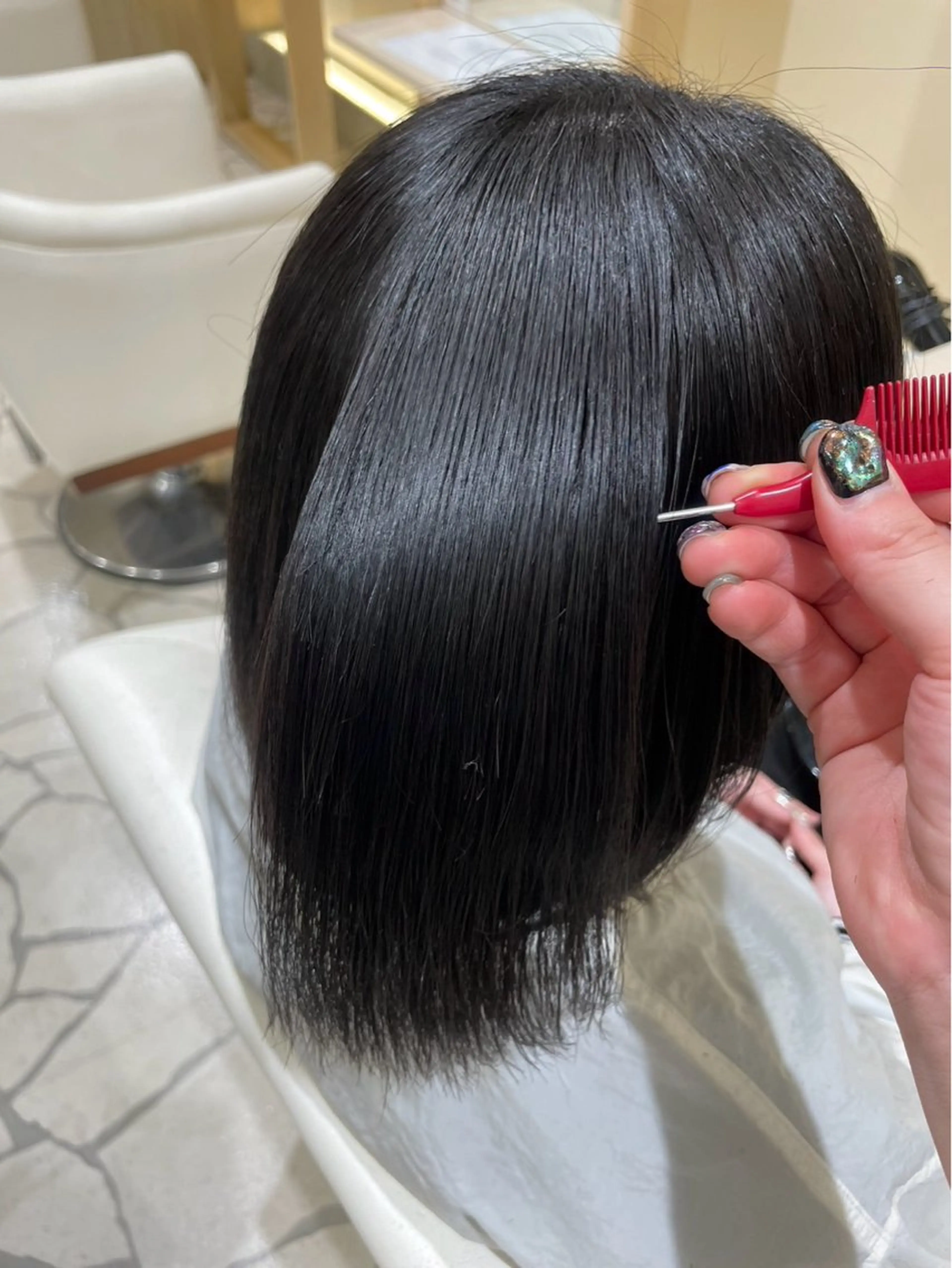 ミディアム 縮毛矯正 カット ヘアカラー 山口 陸のヘアスタイル