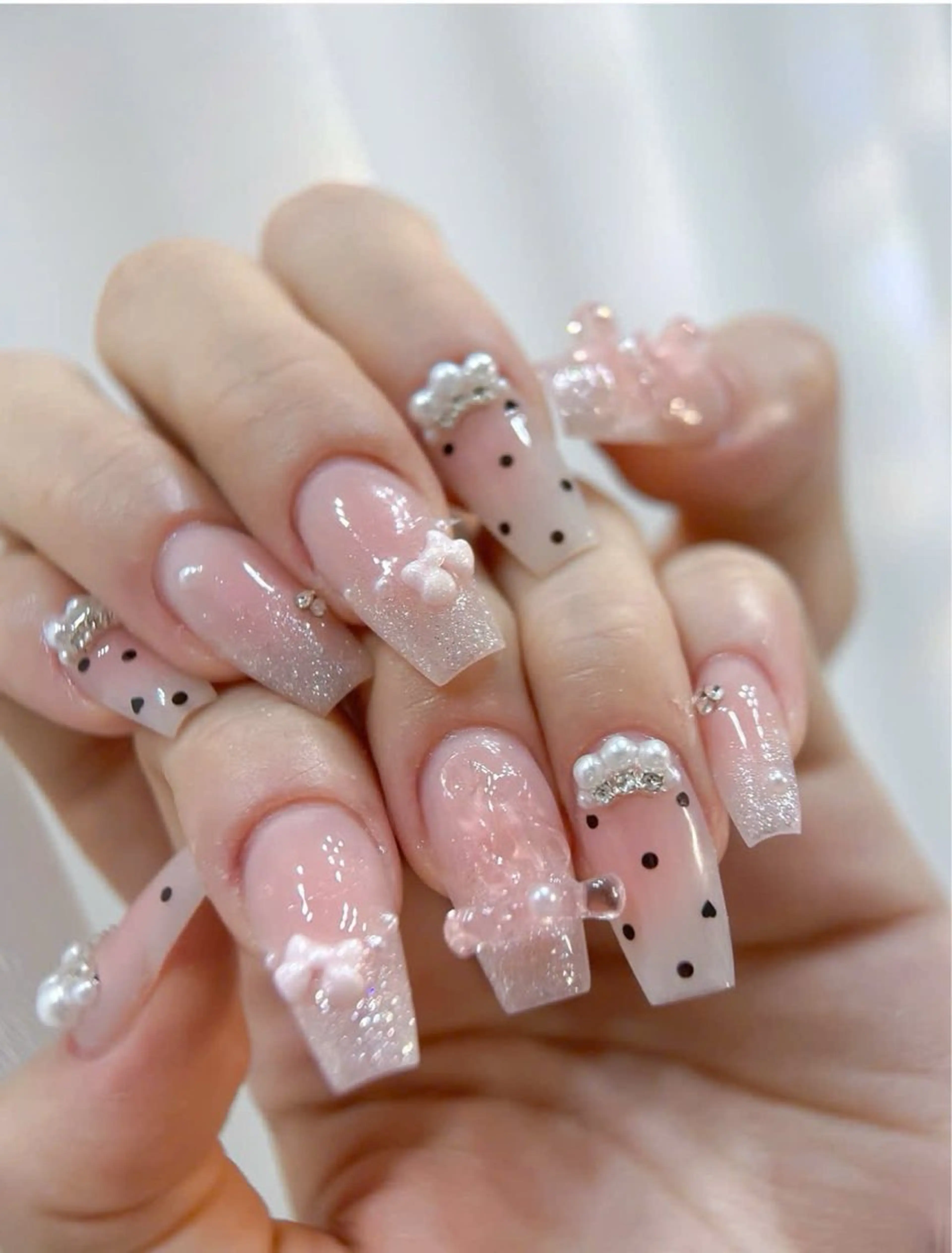 ネイル フレンチネイル キラキラネイル マグネットネイル ミラーネイル ニュアンスネイル MeiMei Nail モデル募集のネイルデザイン