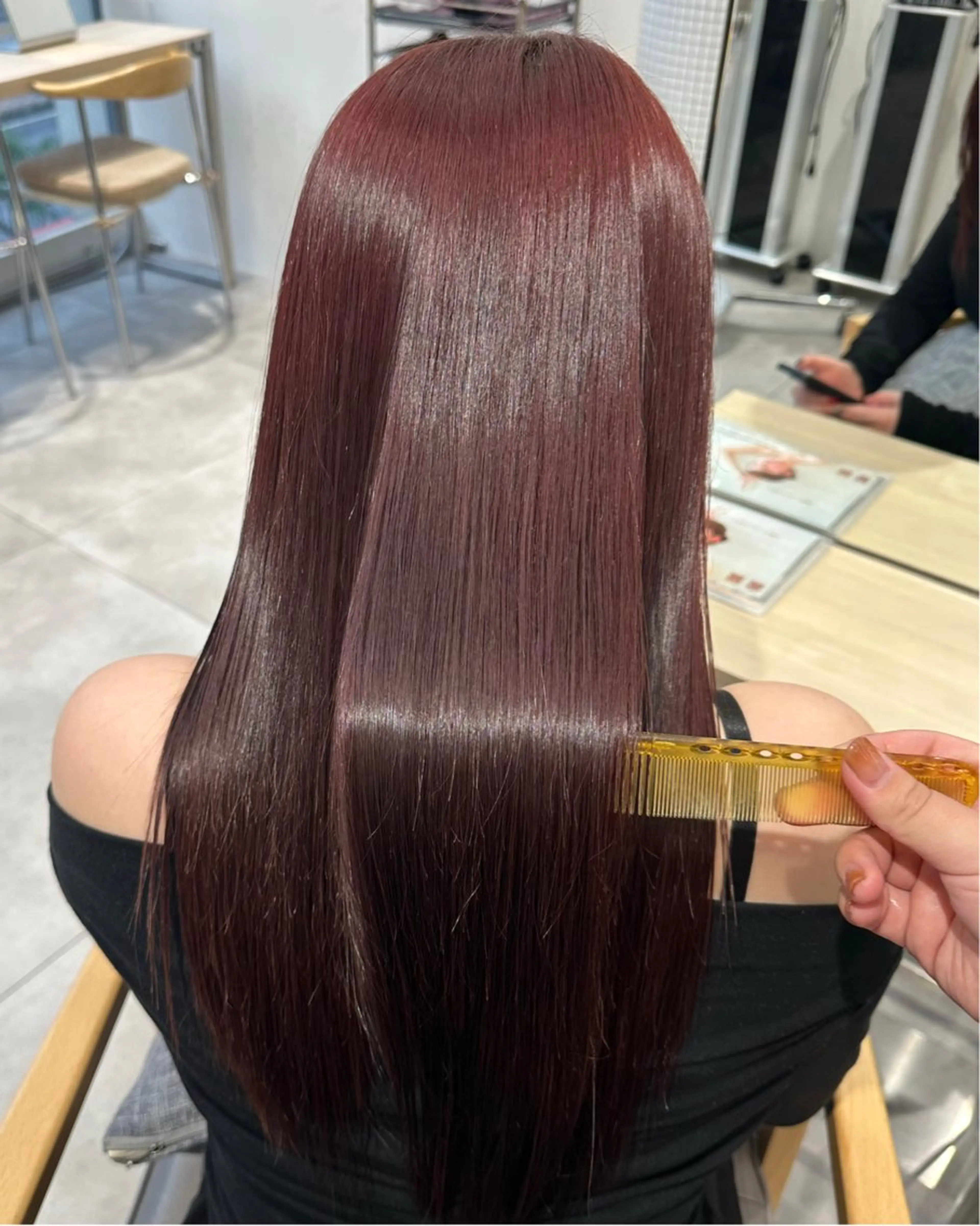 ロング 髪質改善 トリートメント ヘアカラー トリートメント RICO/暖色カラー /縮毛矯正/ミニボブのヘアスタイル